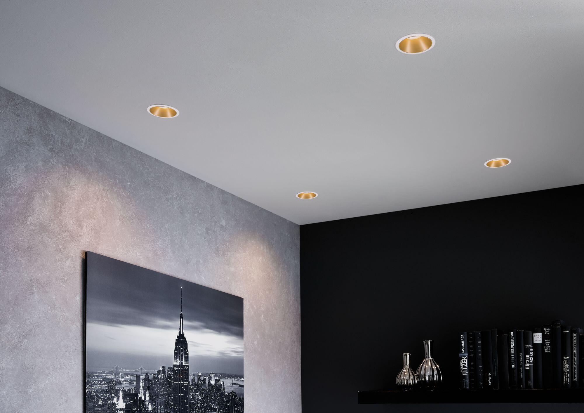 Spot à encastrer Cole led intégrée, 2700K PAULMANN rond blanc/doré - 2