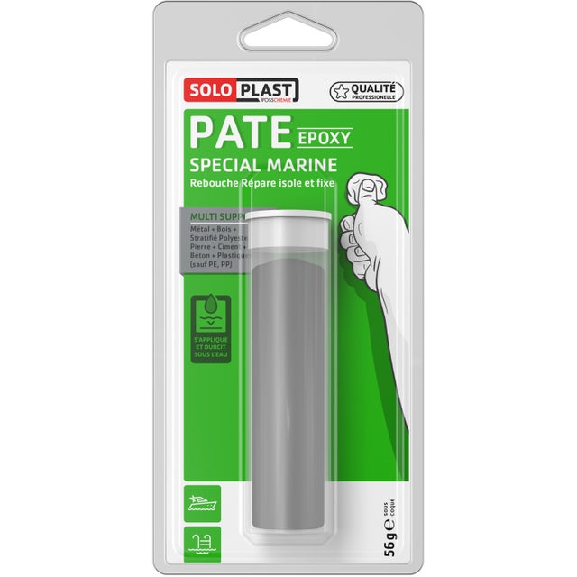 Pâte à réparer époxy marine SOLOPLAST, 56g