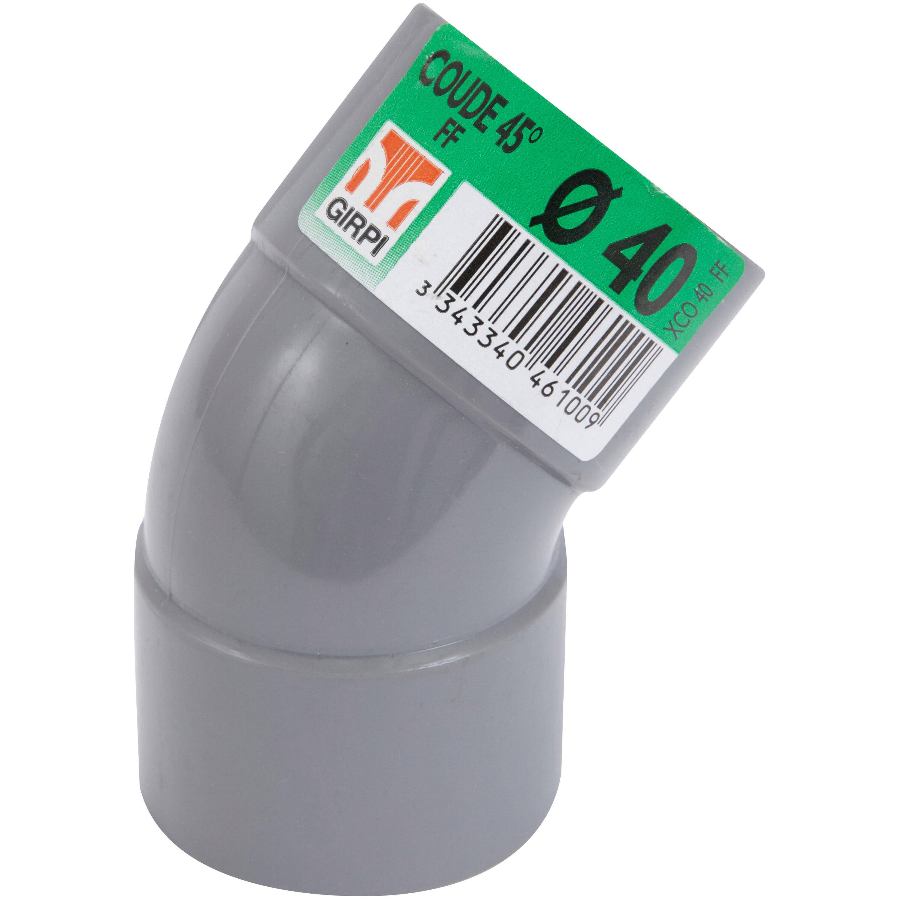 Coude 45° en pvc à coller, femelle / femelle, D.40 - 2