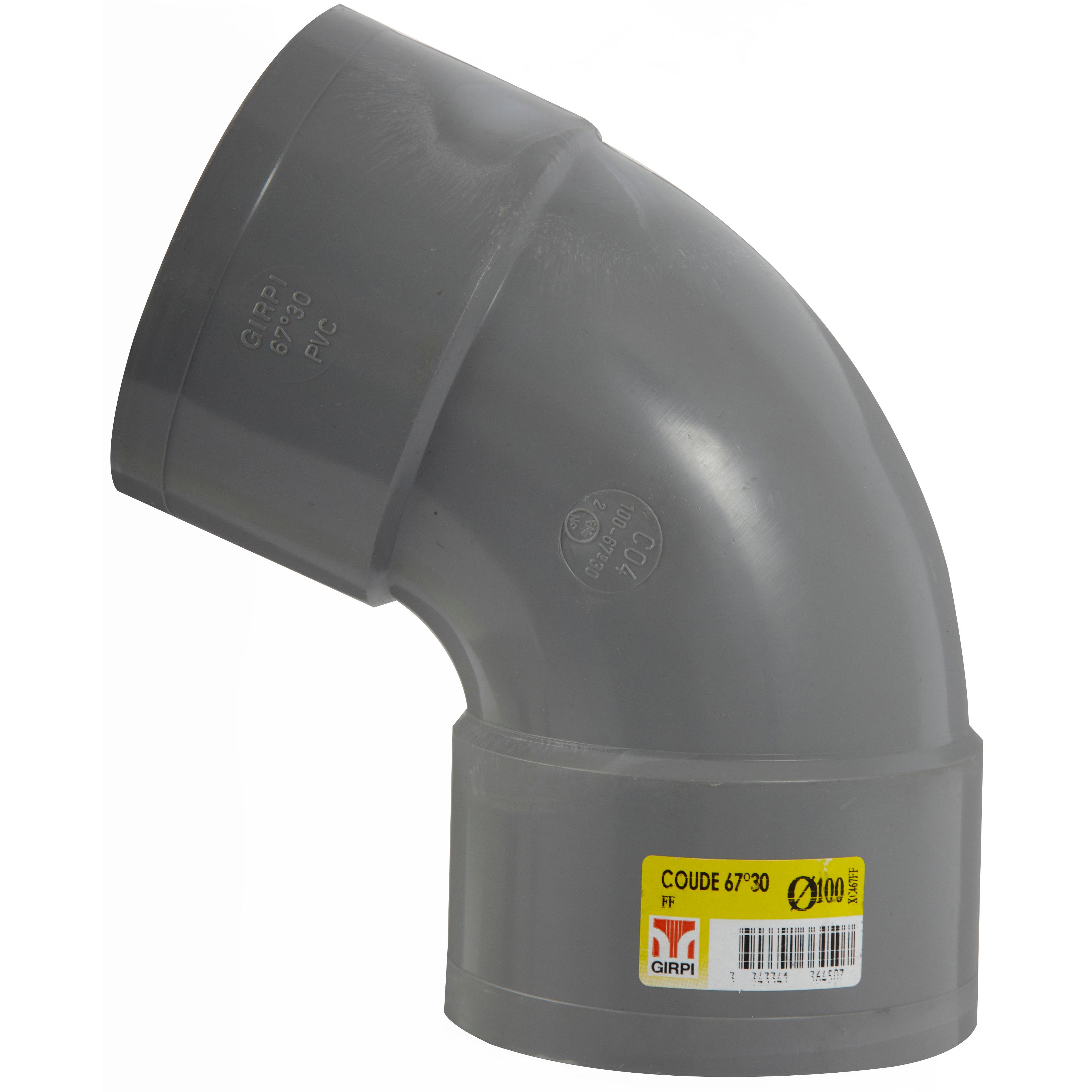 Coude 67°30 en pvc à coller, femelle / femelle, D100 - 2
