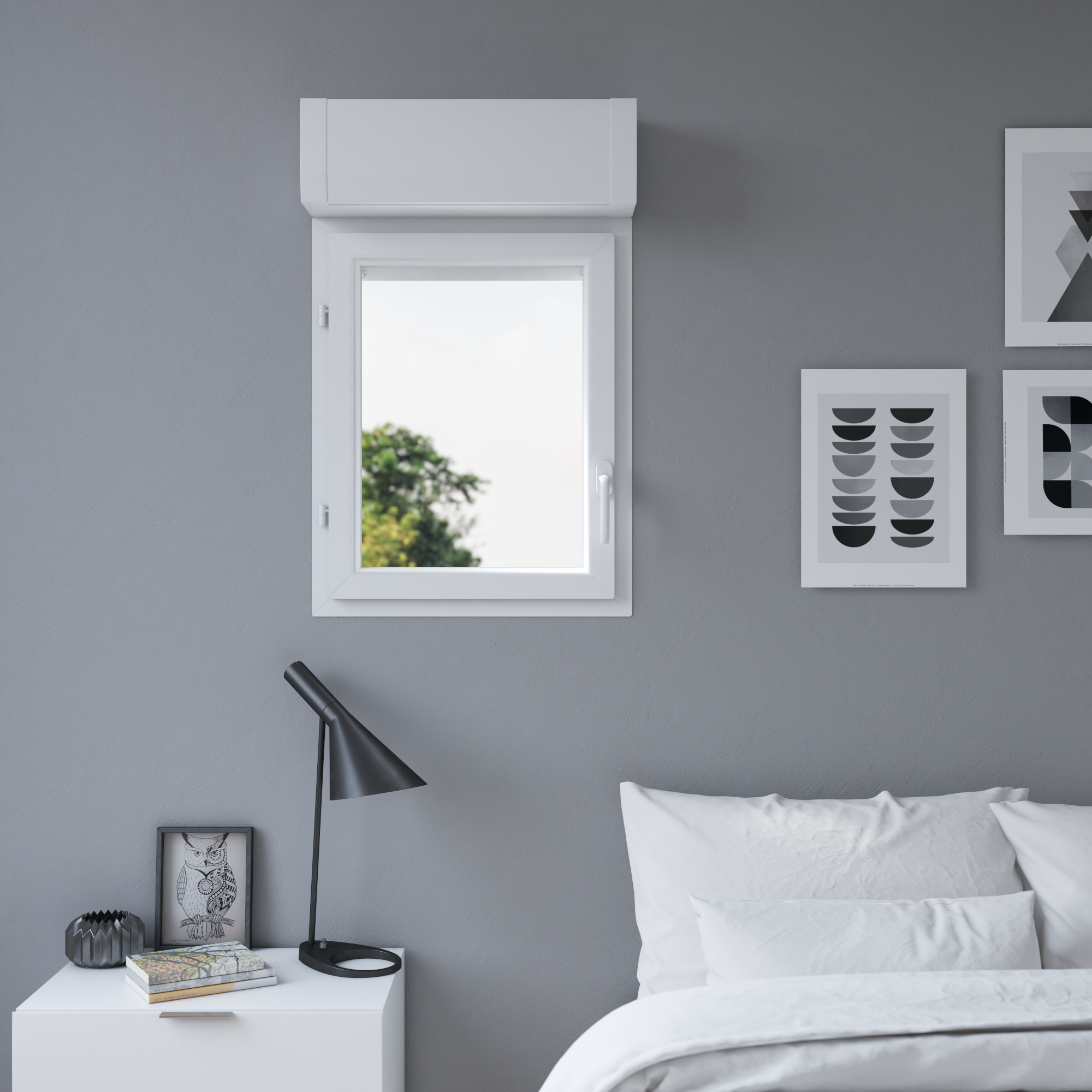 Fenêtre avec volet roulant PVC Essentiel H.75xl.60cm 1 vantail tirant G — free download