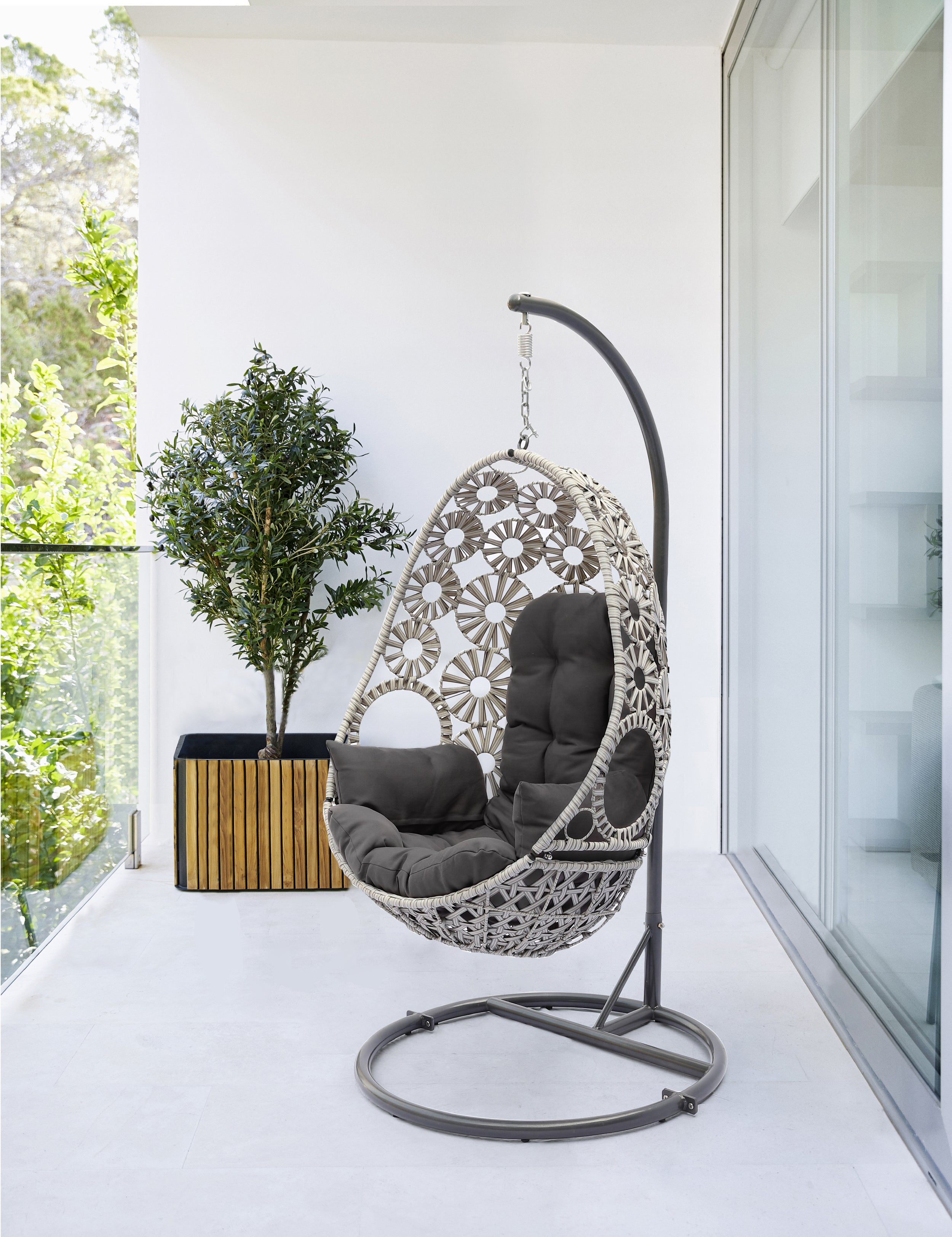 Balancelle en acier beige DCB GARDEN Samoa l.115 x P.43 x H.210 cm - 6