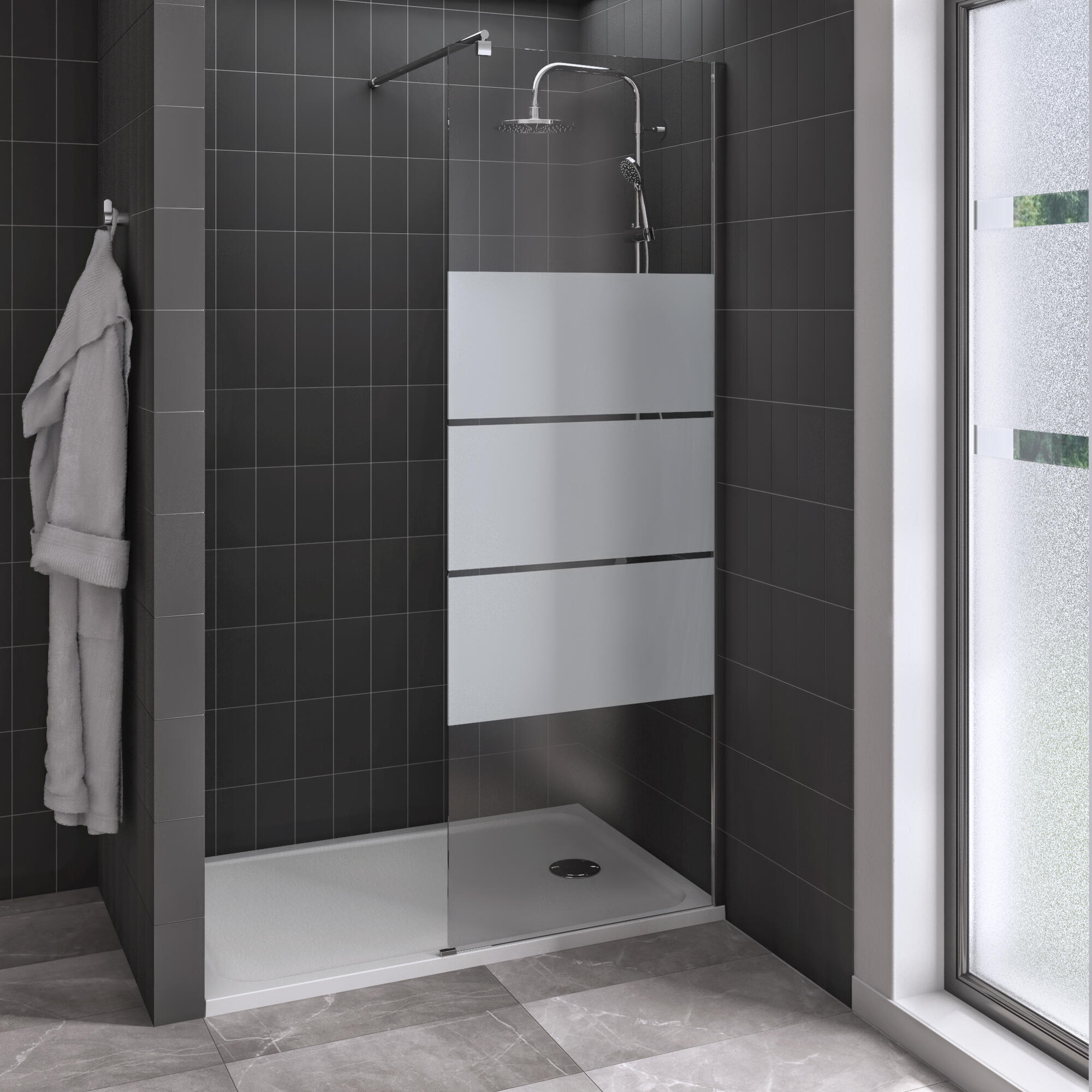 Paroi de douche à l'italienne verre sérigraphié, l.70 cm, Ep.6 mm chromé Easy - 4
