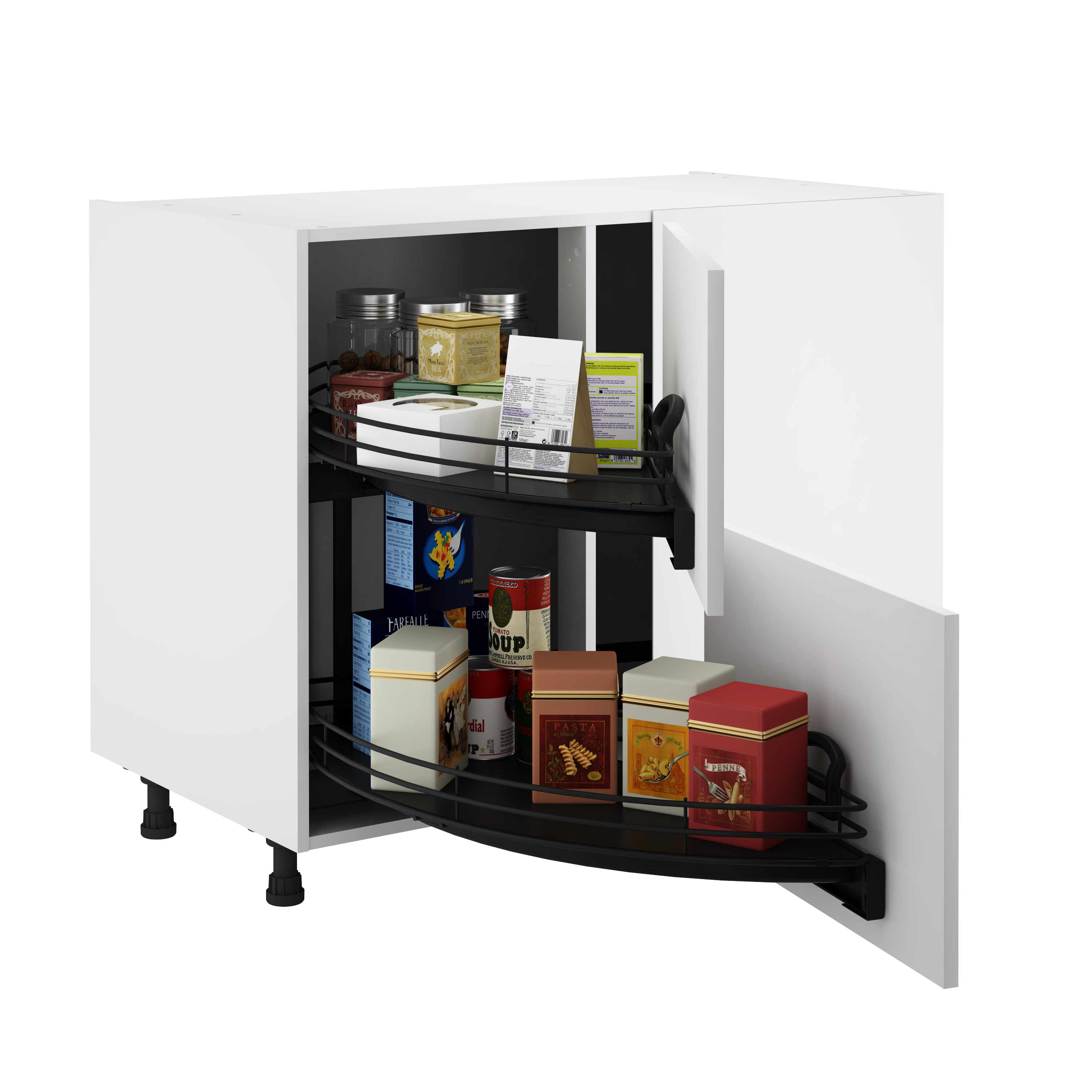 Rangement d'angle, 2 paniers tirant gauche pour meuble d'angle bas - 2