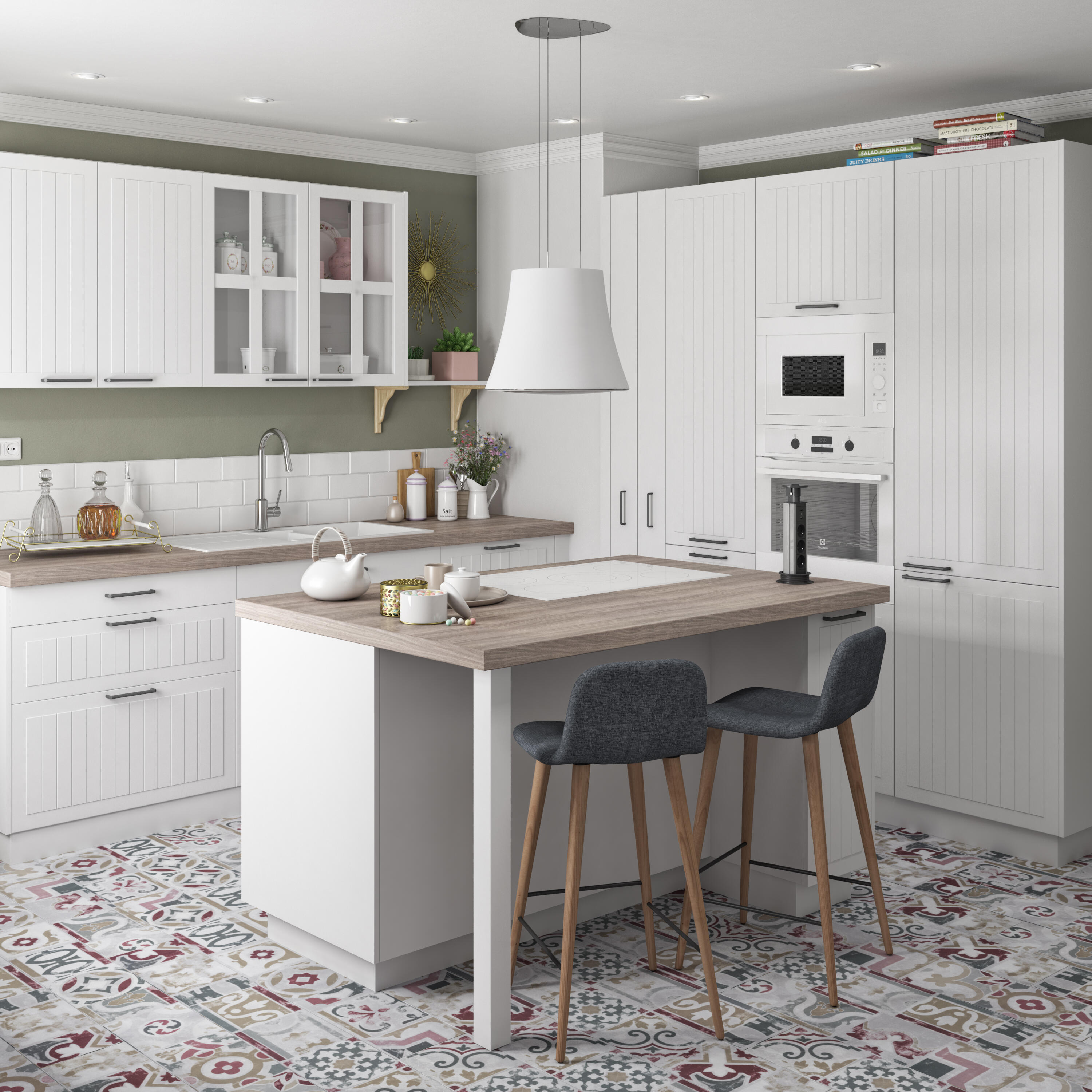 Meuble haut de cuisine Toscane blanc 2 portes H77 x l60 - 4