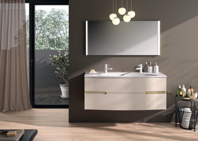Miroir lumineux antibué rectangulaire gris l.130 x H.60 cm Egerie