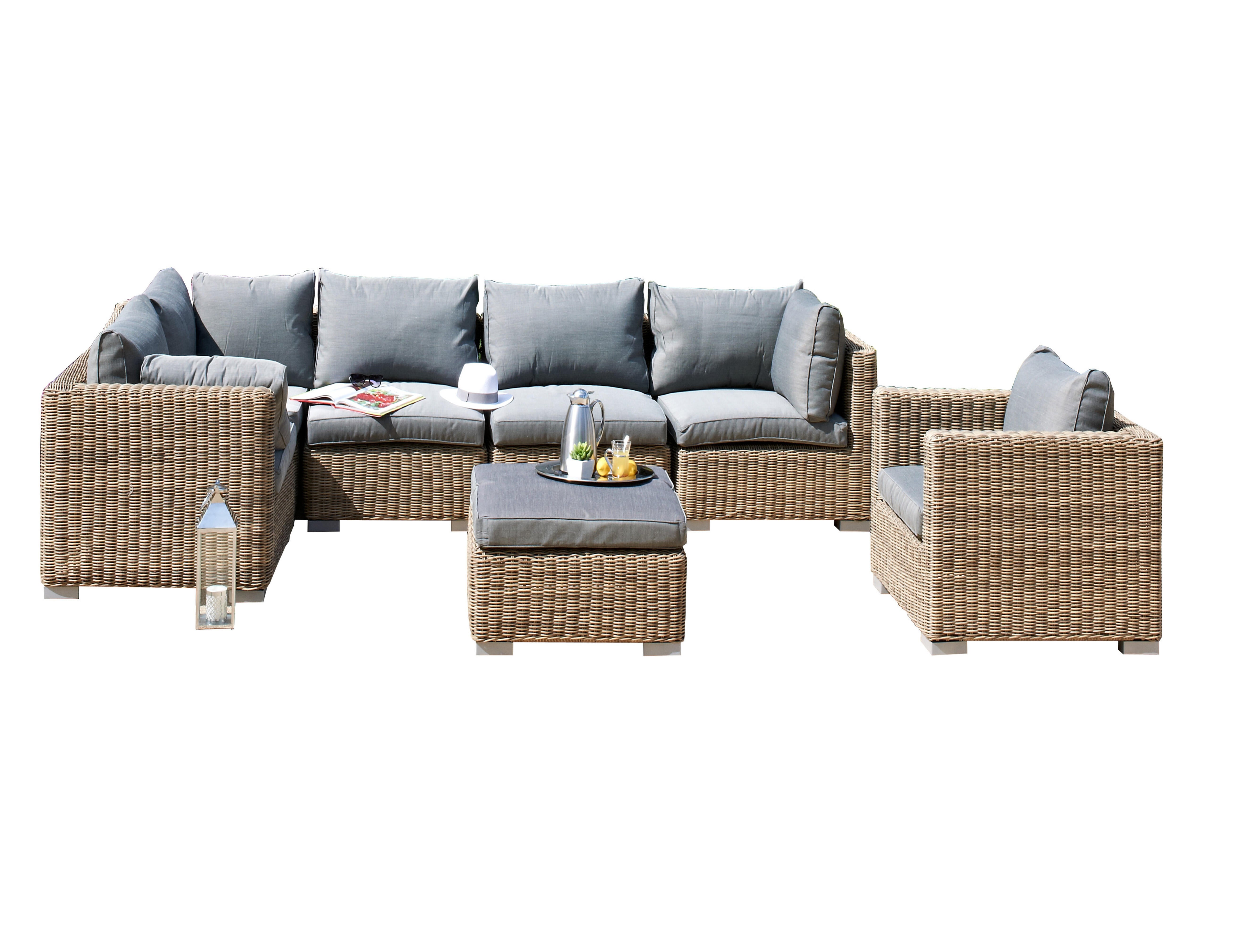 Salon bas de jardin résine marron Montmartre PARIS GARDEN, 6 personnes - 2