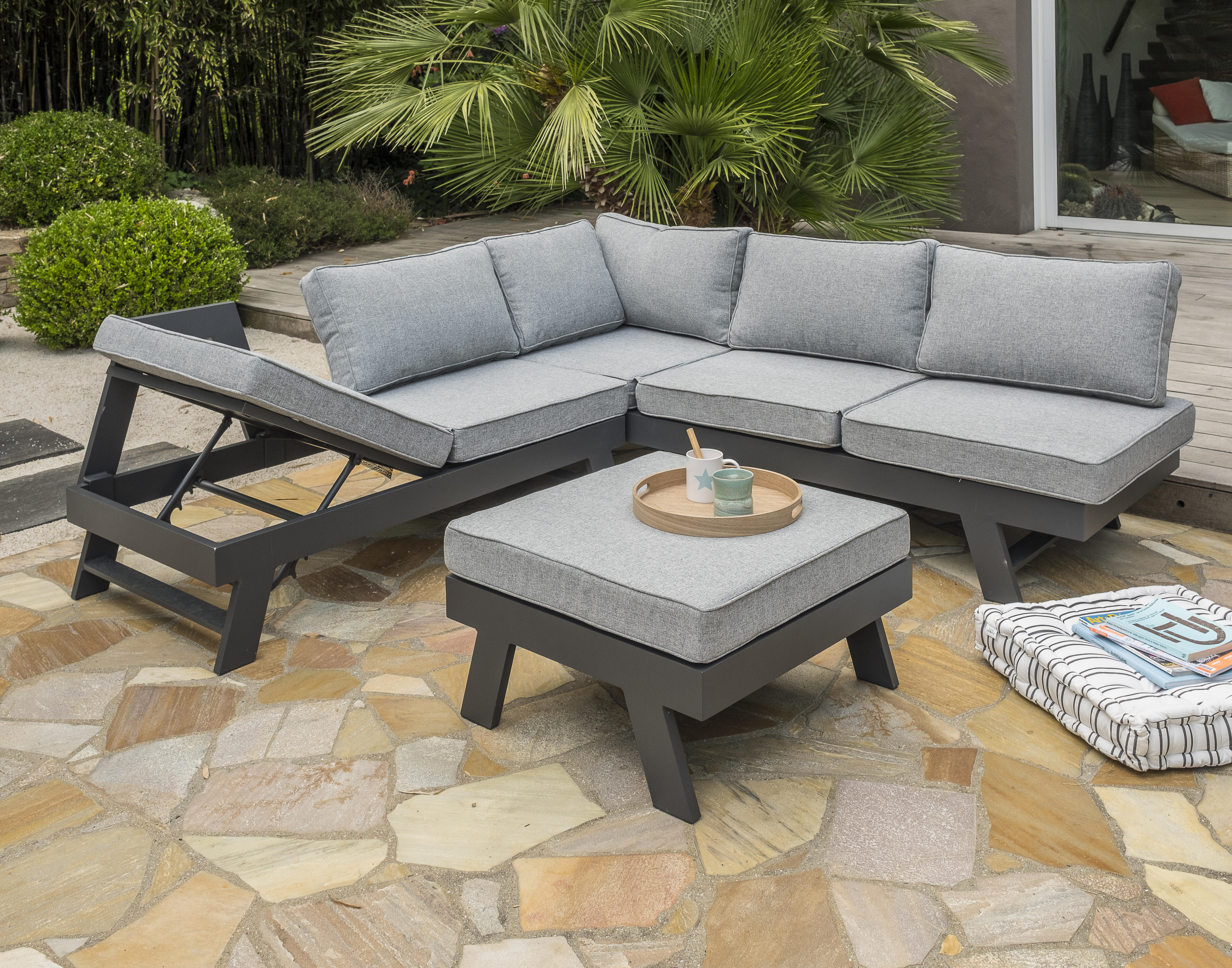 Salon de jardin d'angle Newyork-s1 gris DCB GARDEN, 5 personnes - 3