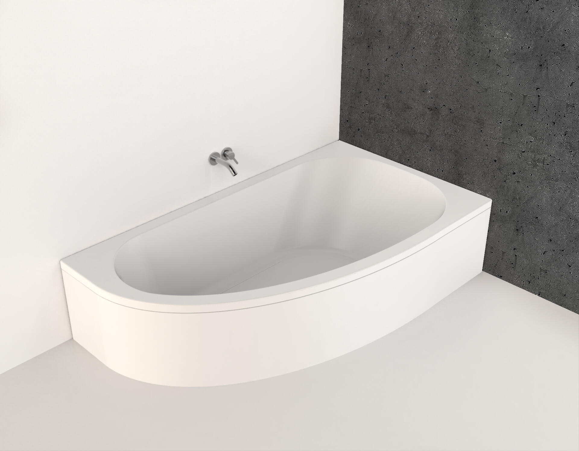 Baignoire asymétrique gauche L.160x l.90 cm blanc Nerea - 3