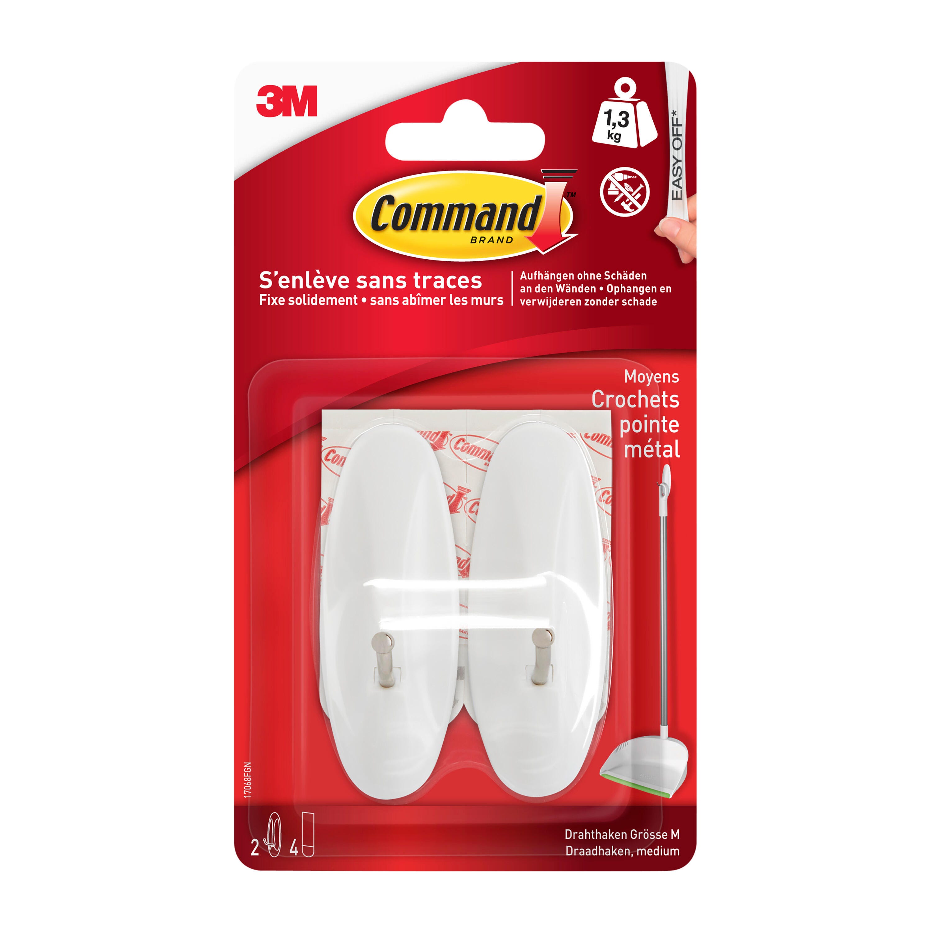 Lot de 2 Crochets & Supports "Réglables" 15cm Blanc Lot de 2 Crochets & Supports "Réglables" 15cm Blanc