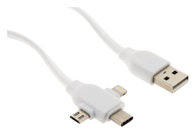 Câble triple tête usb, usb c, lightning