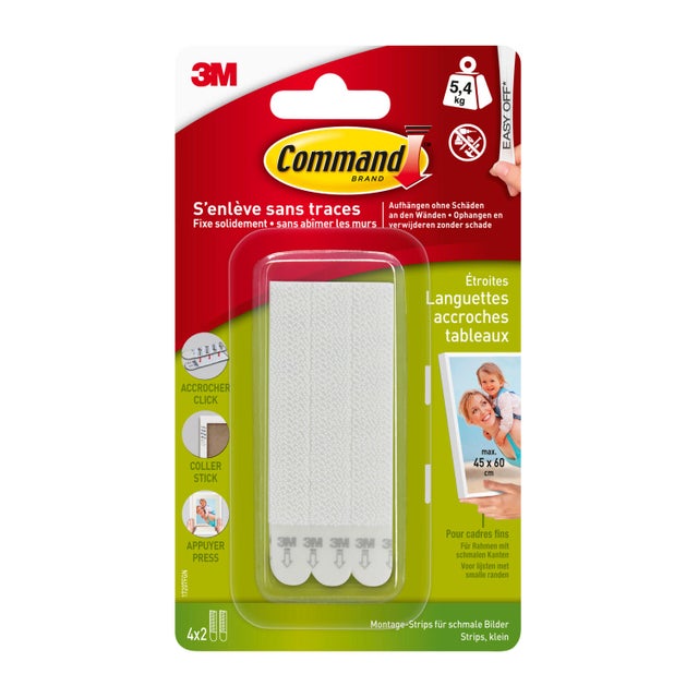 Lot de 8 Languette adhésive blanc Cadres fins déco COMMAND