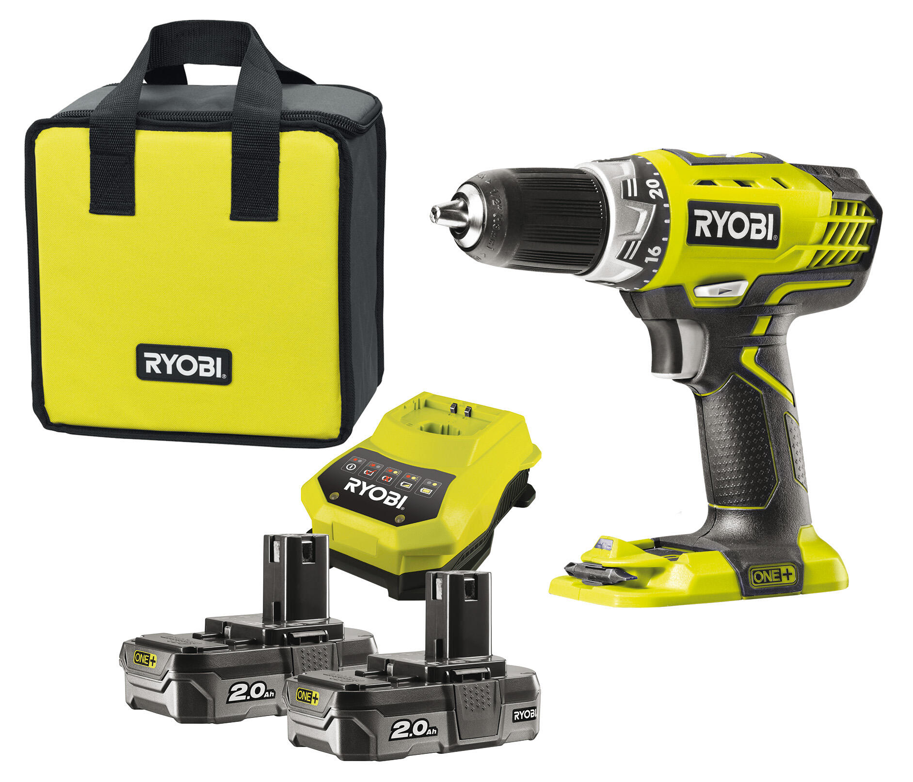 Perceuse sans fil RYOBI ONE+ R18DD3-220S 18V, 2 batteries 2Ah - 2
