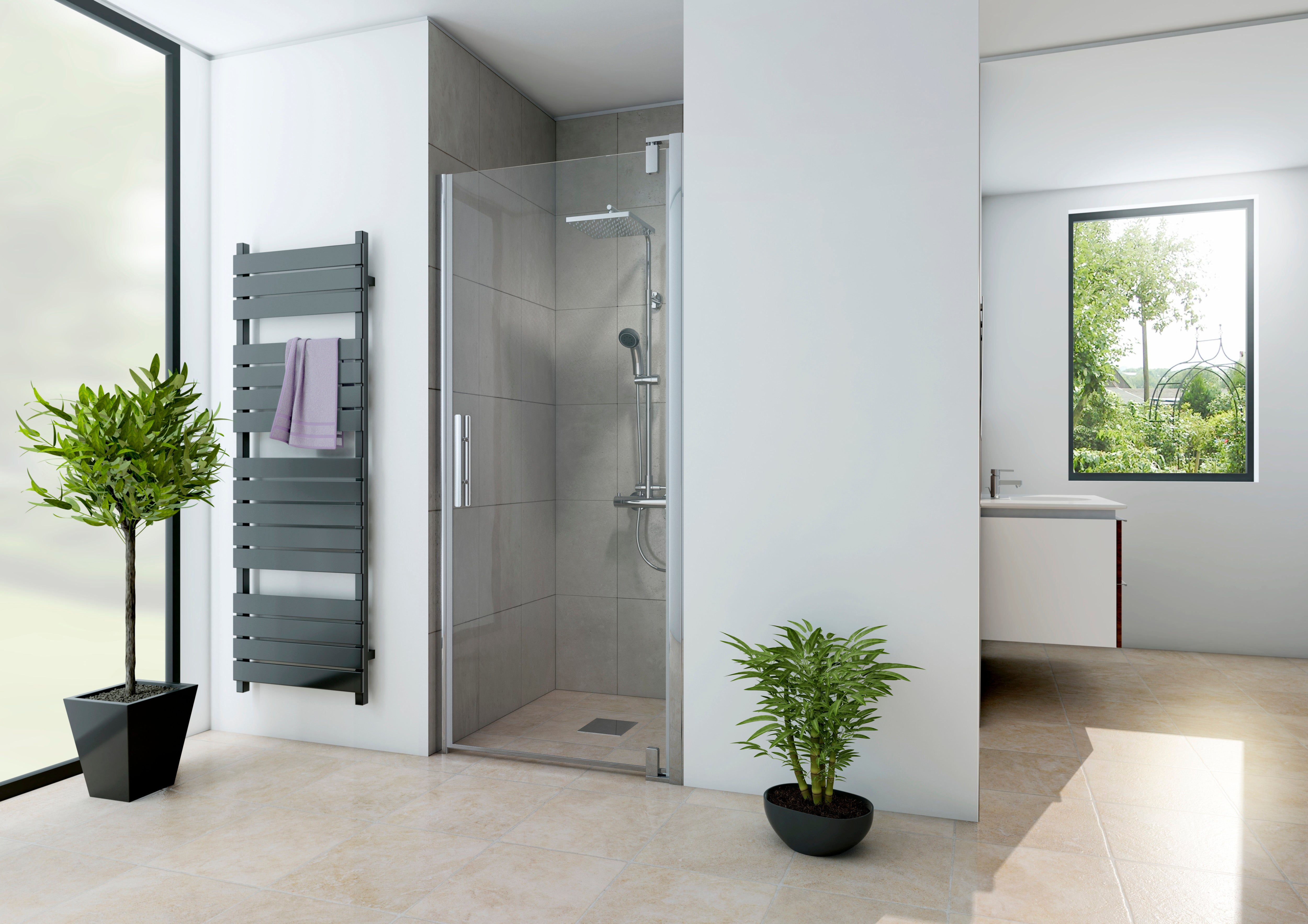 Porte de douche pivotante produit sans finition 80 cm, Adena - 7