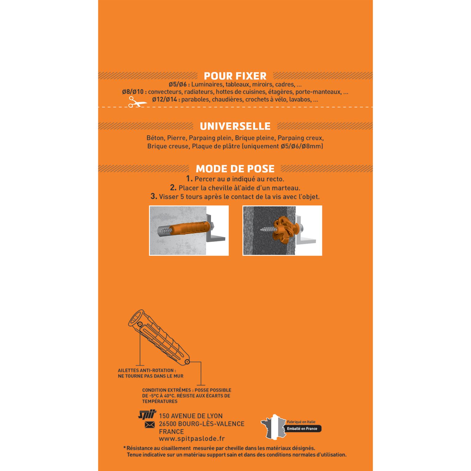 8 chevilles et vis inox SPIT, Ø8 x L.40 mm - 2
