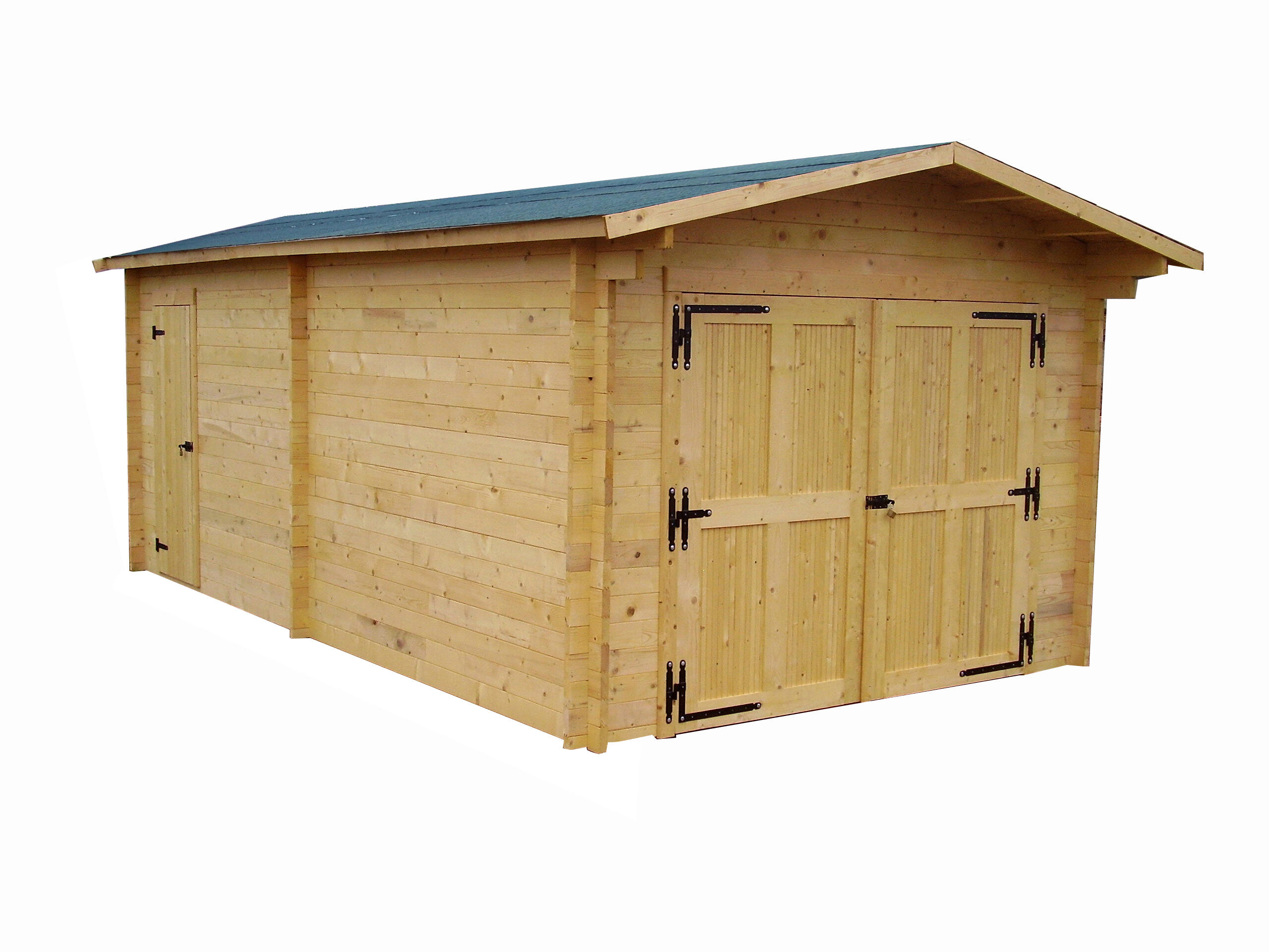 Garage en bois Epicéa porte L240xH200cm HABRITA Ve 3562 24.23m²