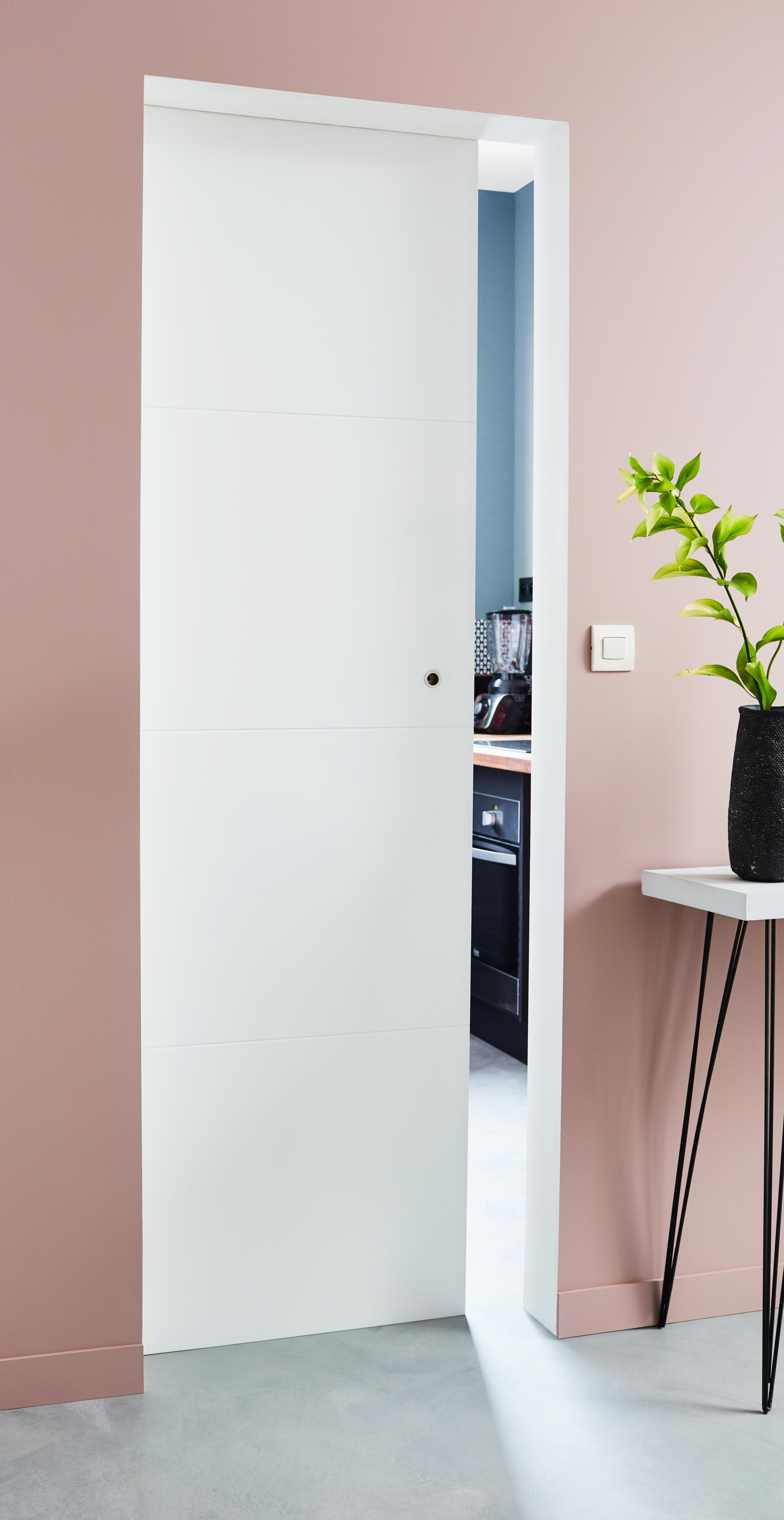 Porte coulissante mdf Lali blanc, H.204 x l.83 cm - 3