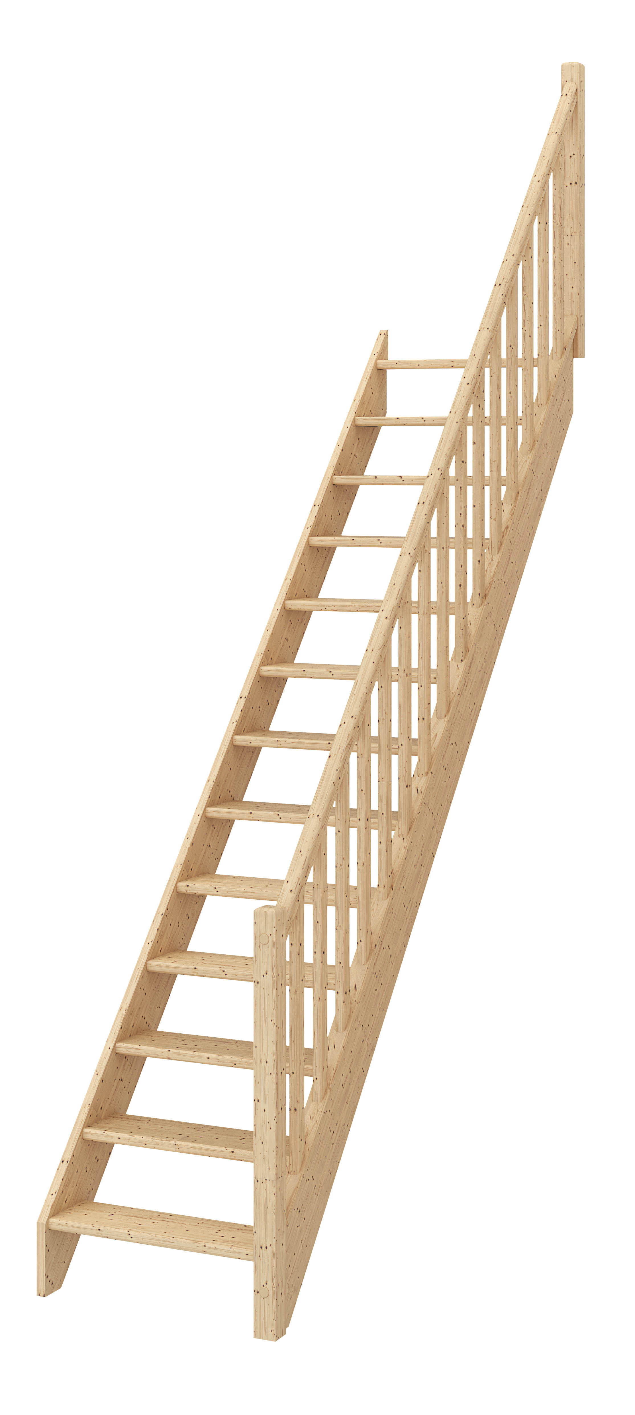 Escalier droit sapin naturel Deva 2, 13 marches rampe à droite SCM, l.76cm - 2