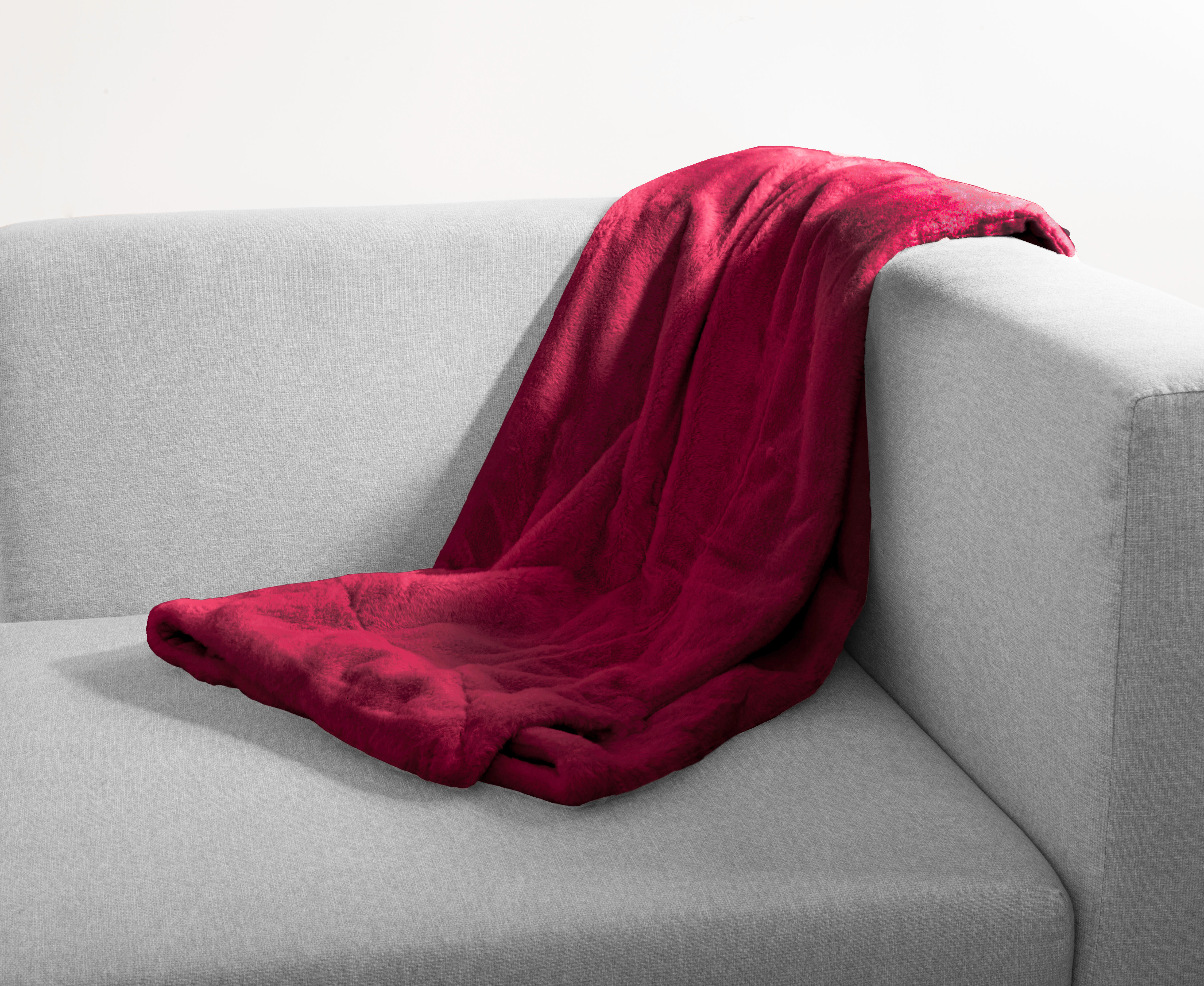 Manta fox mink poliéster burdeos 130x170 cm