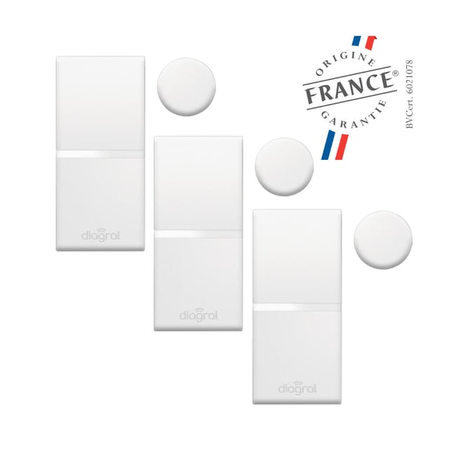 Lot 3 détecteurs d'ouverture miniatures blancs DIAG39APX, DIAGRAL