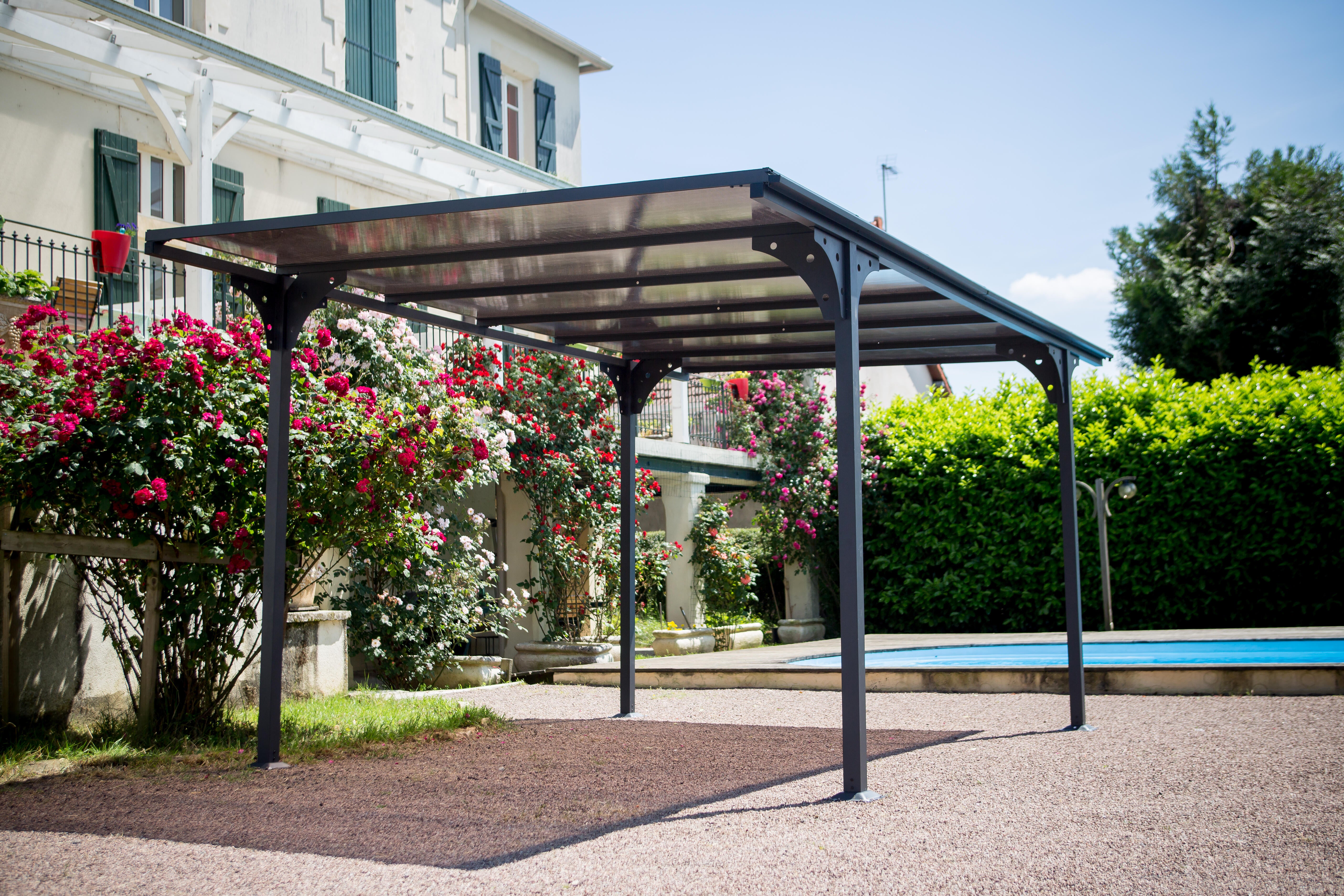 Carport aluminium HABRITA 1 voiture, 14.7 m² - 6
