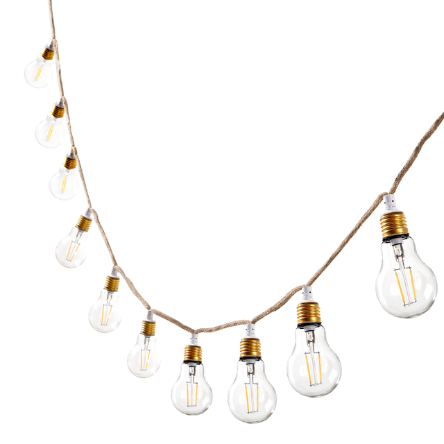 Ghirlanda luminosa Minta 10 lampadine 5 m, 10 lampadine , cavo bianco, IP44 INSPIRE