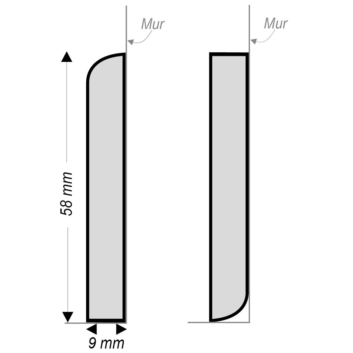Lot de 5 plinthes médium (MDF) réversibles, 9 x 57 mm, L.2 m - 4