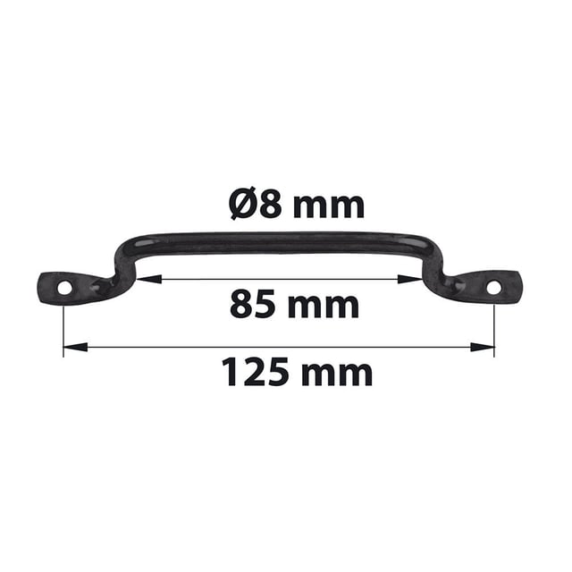 Poignée fil à pattes en acier noir prépeint D8 mm L 140 x H 38 x P 1.6 mm AFBAT