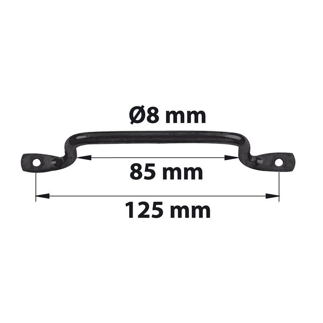 Poignée fil à pattes en acier noir prépeint D8 mm L 140 x H 38 x P 1.6 mm AFBAT