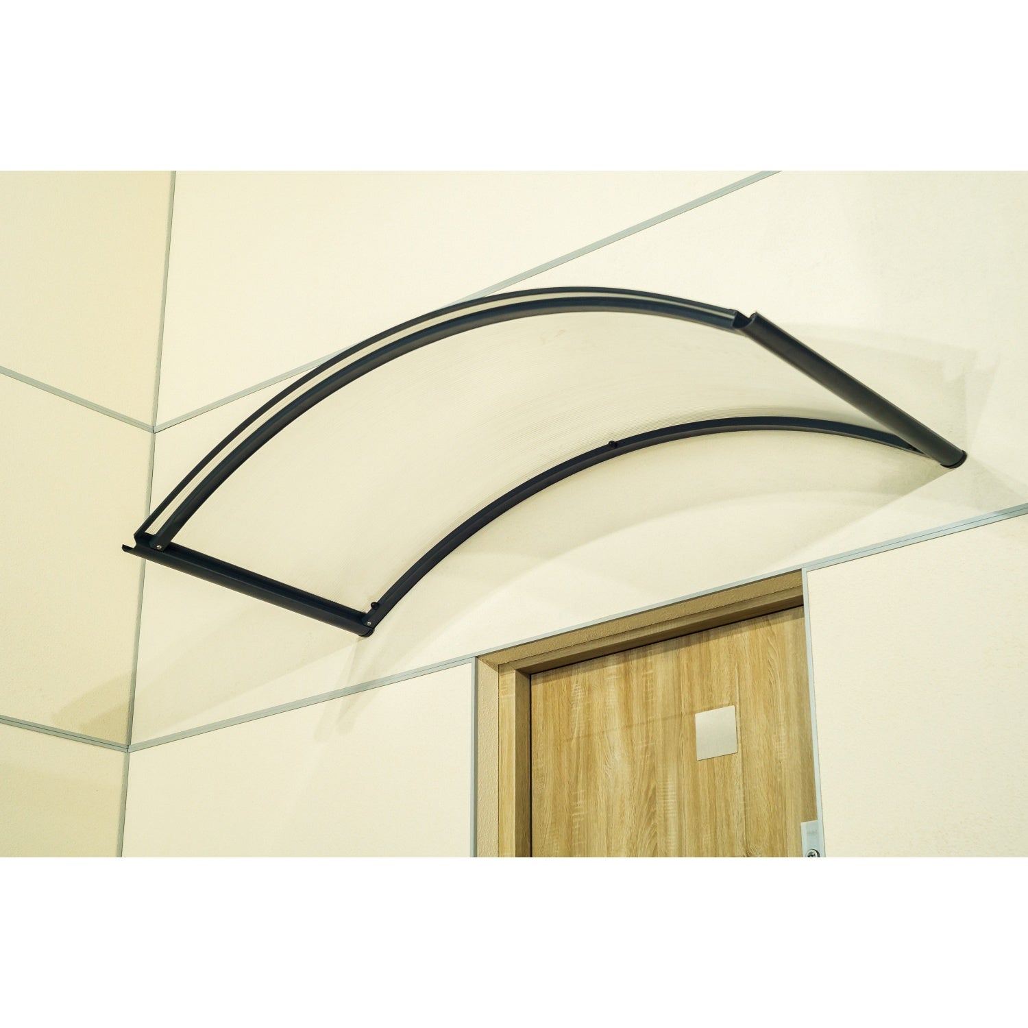 Auvent de porte d'entrée alu anthracite Arcus, l.158 x H.27 x P.70 cm  - 3