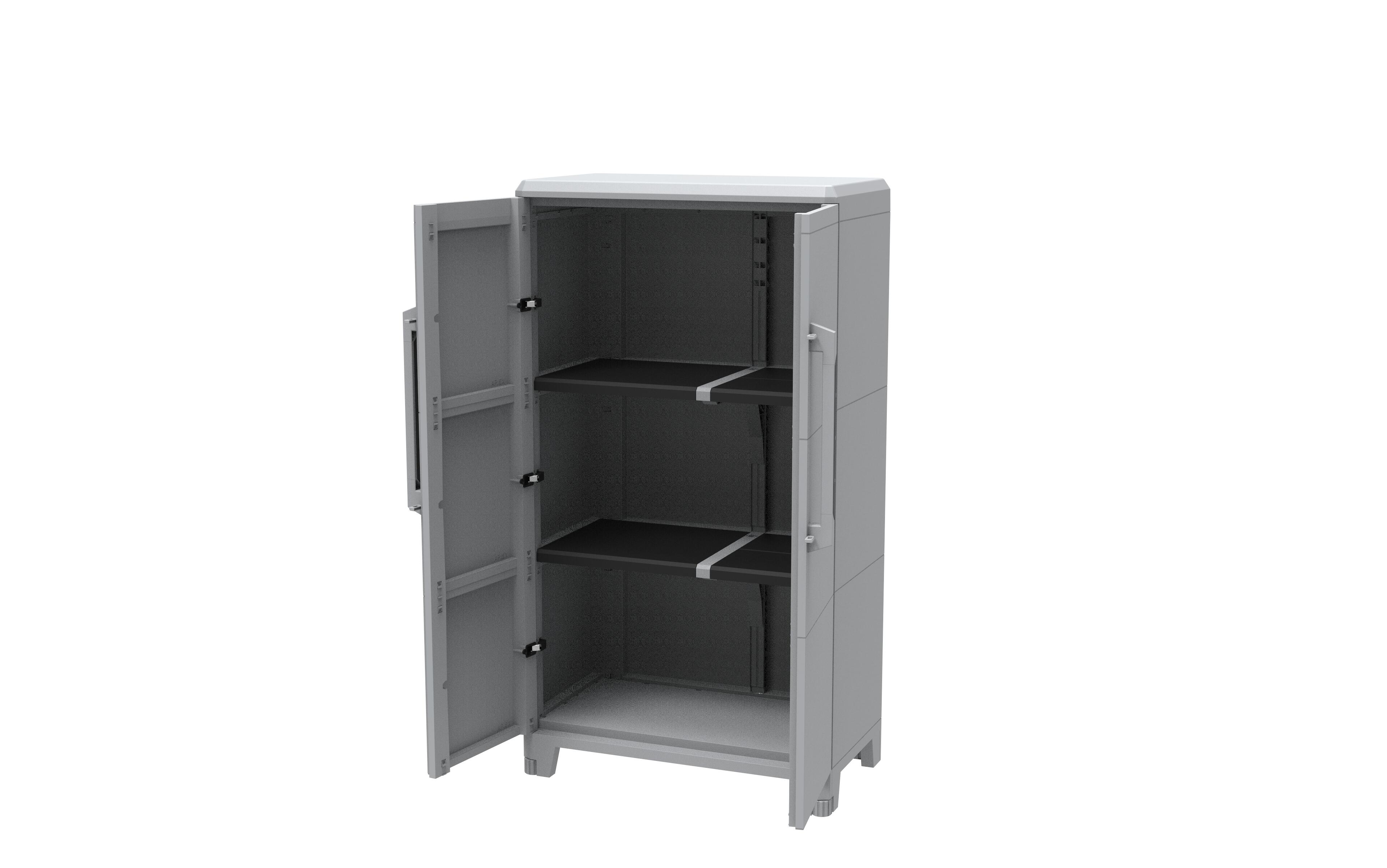 Armoire basse résine 2 étagères TERRY STORAGE, l.78 x H.143 x P.44 cm ...