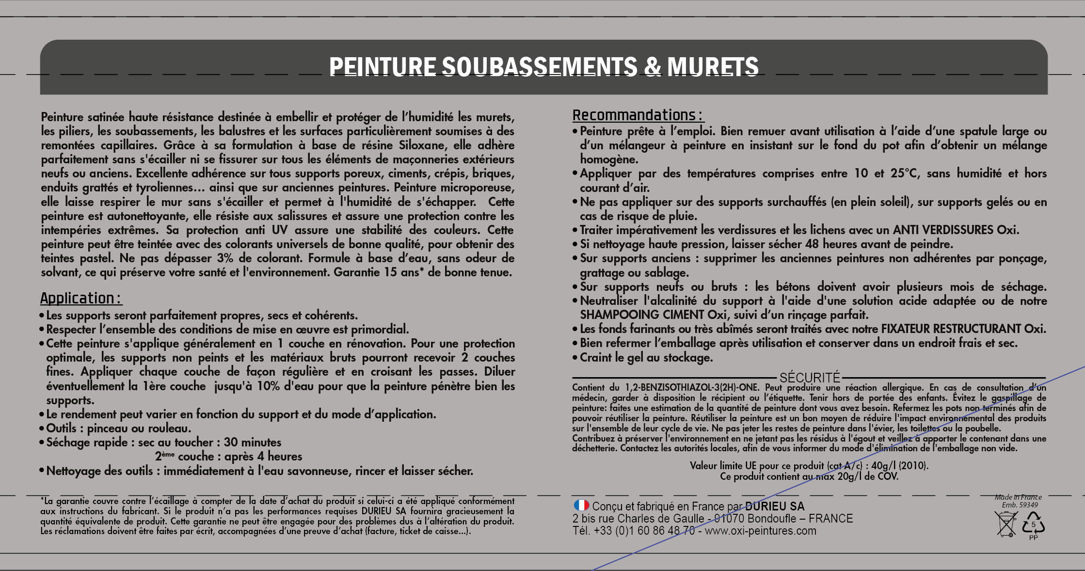 Peinture extérieure façade , OXI ton pierre satiné 2.5L - 3