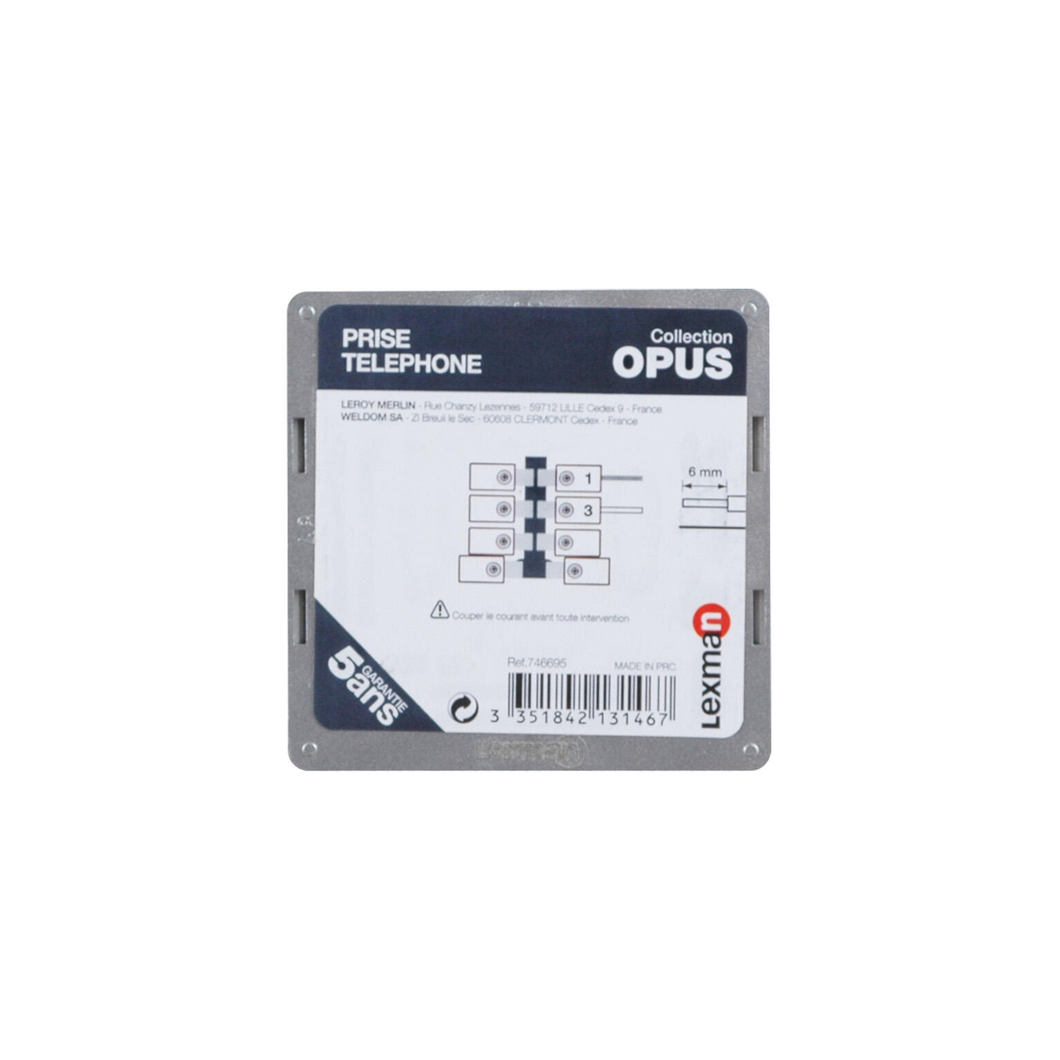 Prise téléphone saillie, complet, LEXMAN Opus, gris aluminium - 4