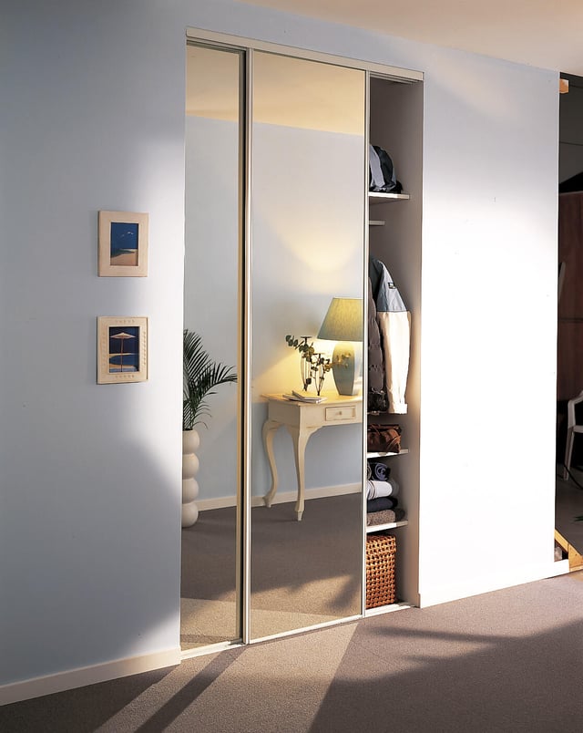 Portes de placard coulissantes 2 portes miroir argent l120xH250cm