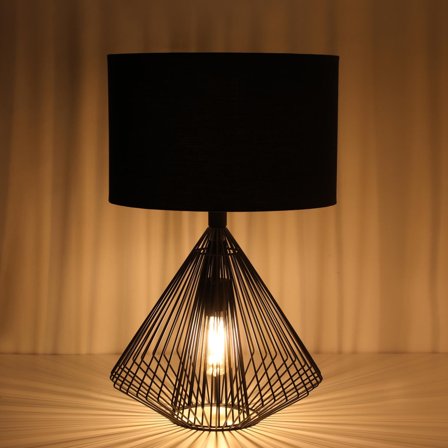 Lampe Erika, coton, noir, H.61.5 cm, E27 - 4