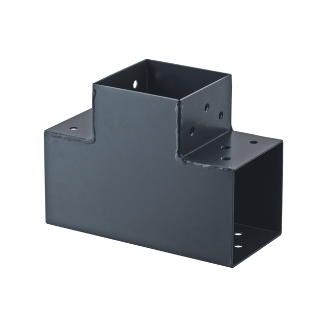Connecteur T angle 90° gris pour poteau bois, H.9 x P.9 cm