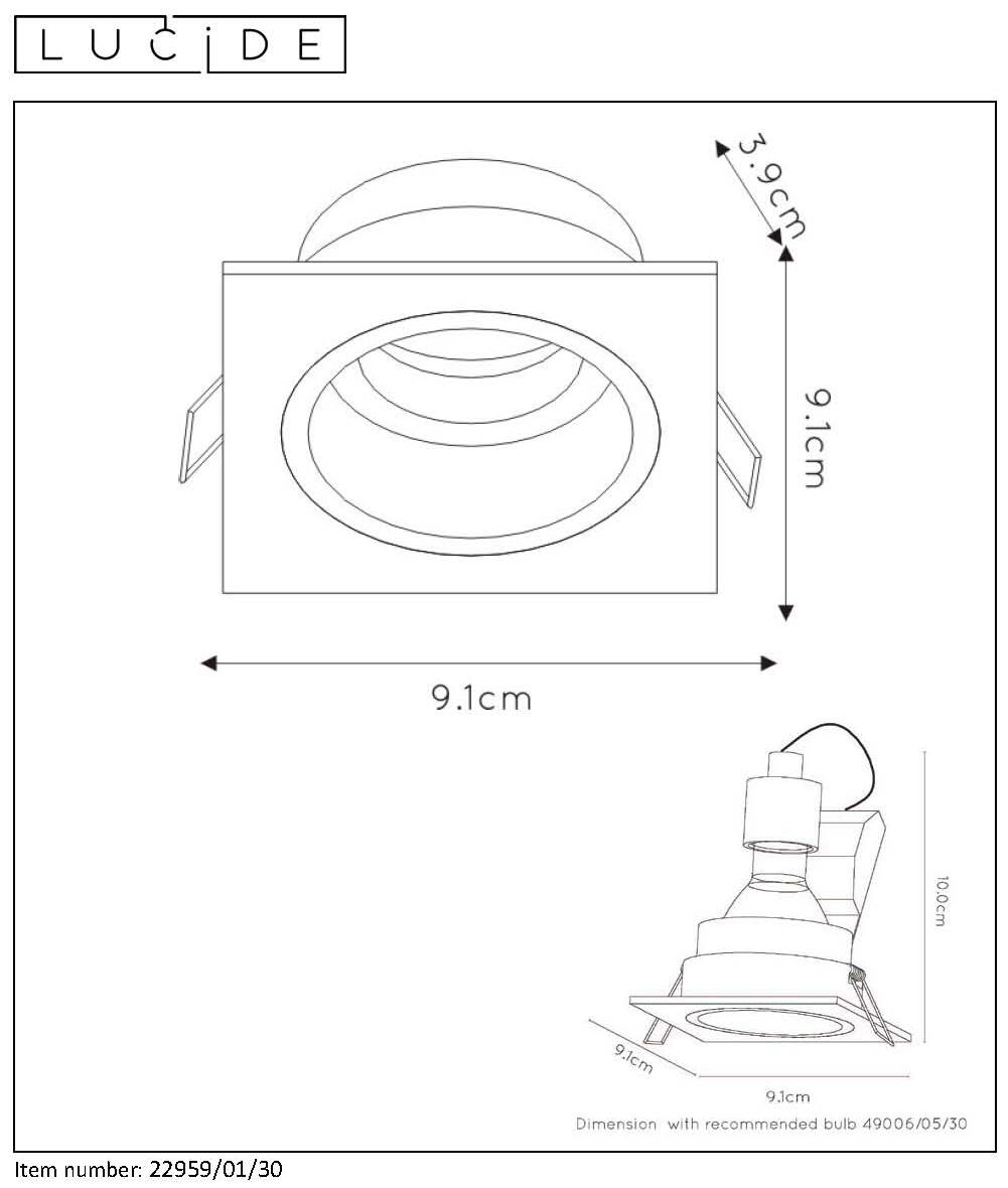 Spot individuel à encastrer Embed carré orientable sans ampoule LUCIDE gu10 noir - 4