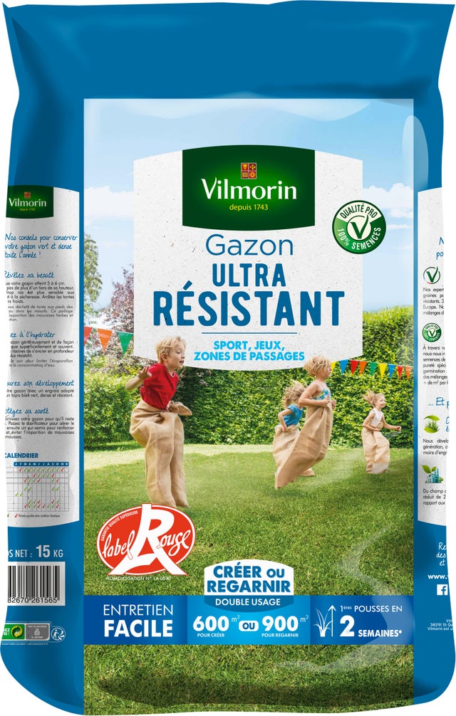Gazon ultra résistant VILMORIN, 15 kg, 600 m²