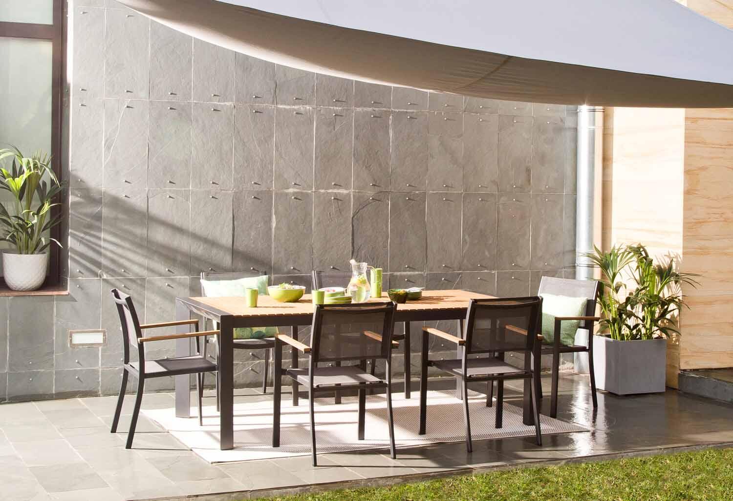 Tavolo da pranzo per giardino Oris NATERIAL in alluminio con piano in eucalipto marrone per 6 persone 89.3x150cm - 6