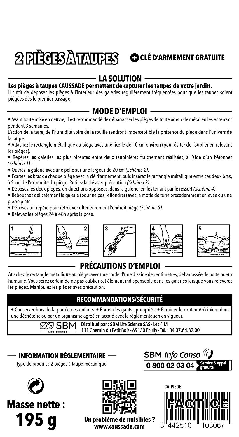 Piège antitaupes CAUSSADE, lot de 2 - 4