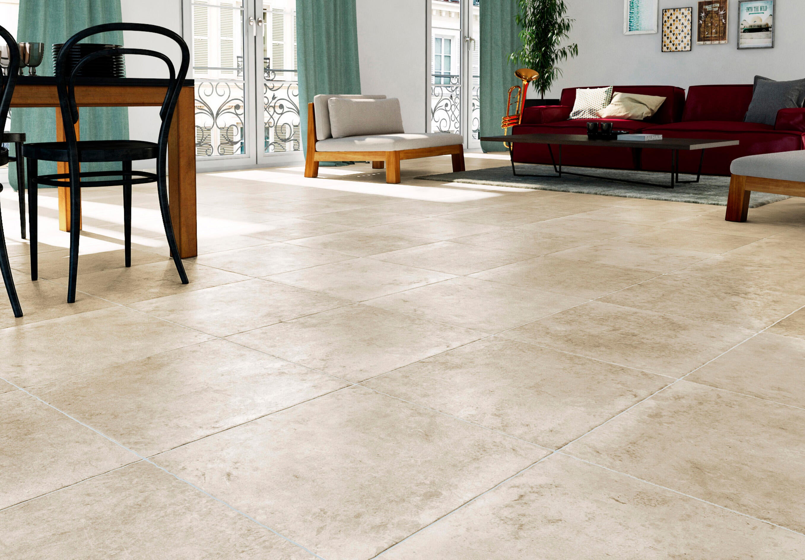 Carrelage mur intérieur / sol intérieur effet pierre beige Monastère l.50 x L.50 - 2