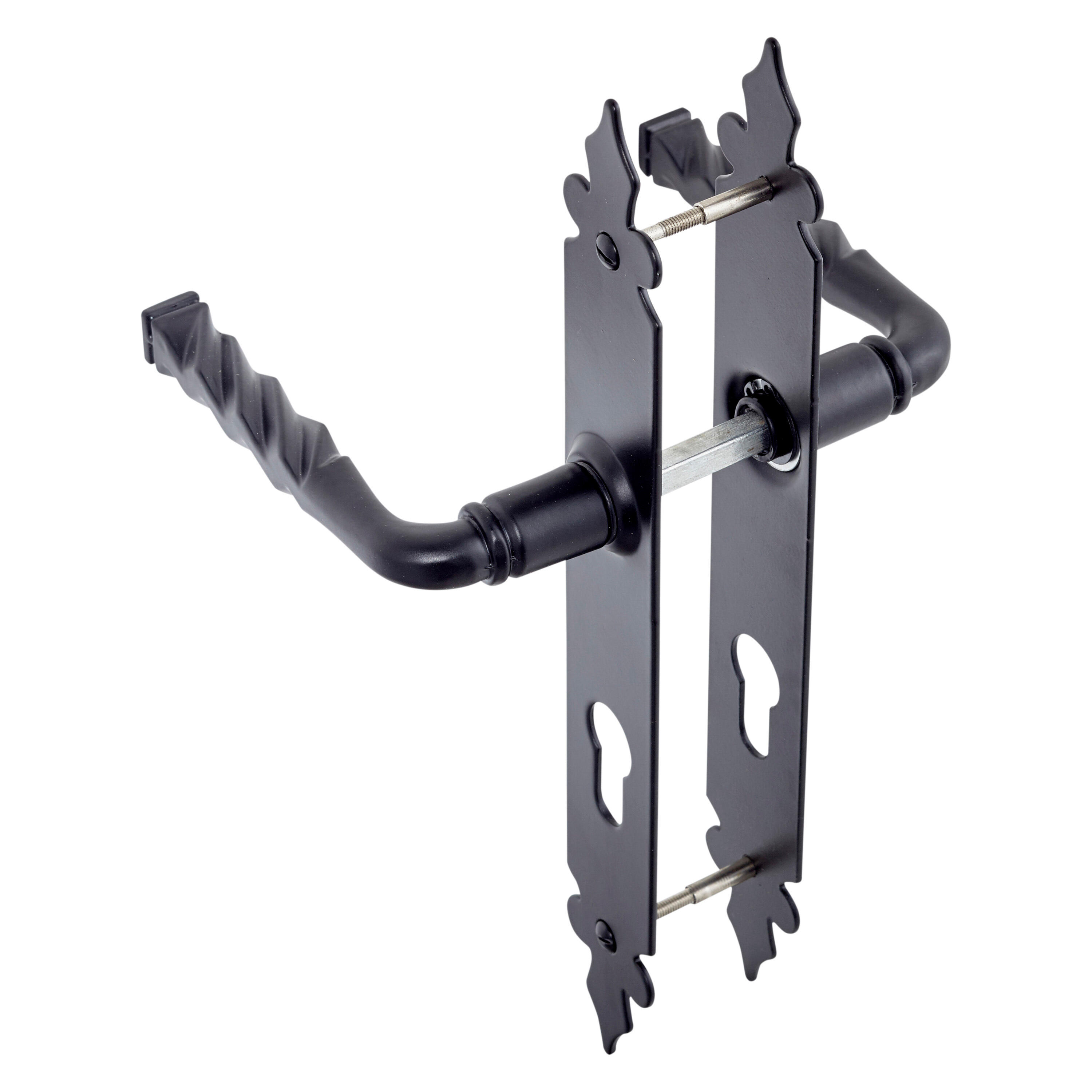 2 poignées sur plaque à cylindre Coq acier noir brillant, entraxe 195 mm - 3