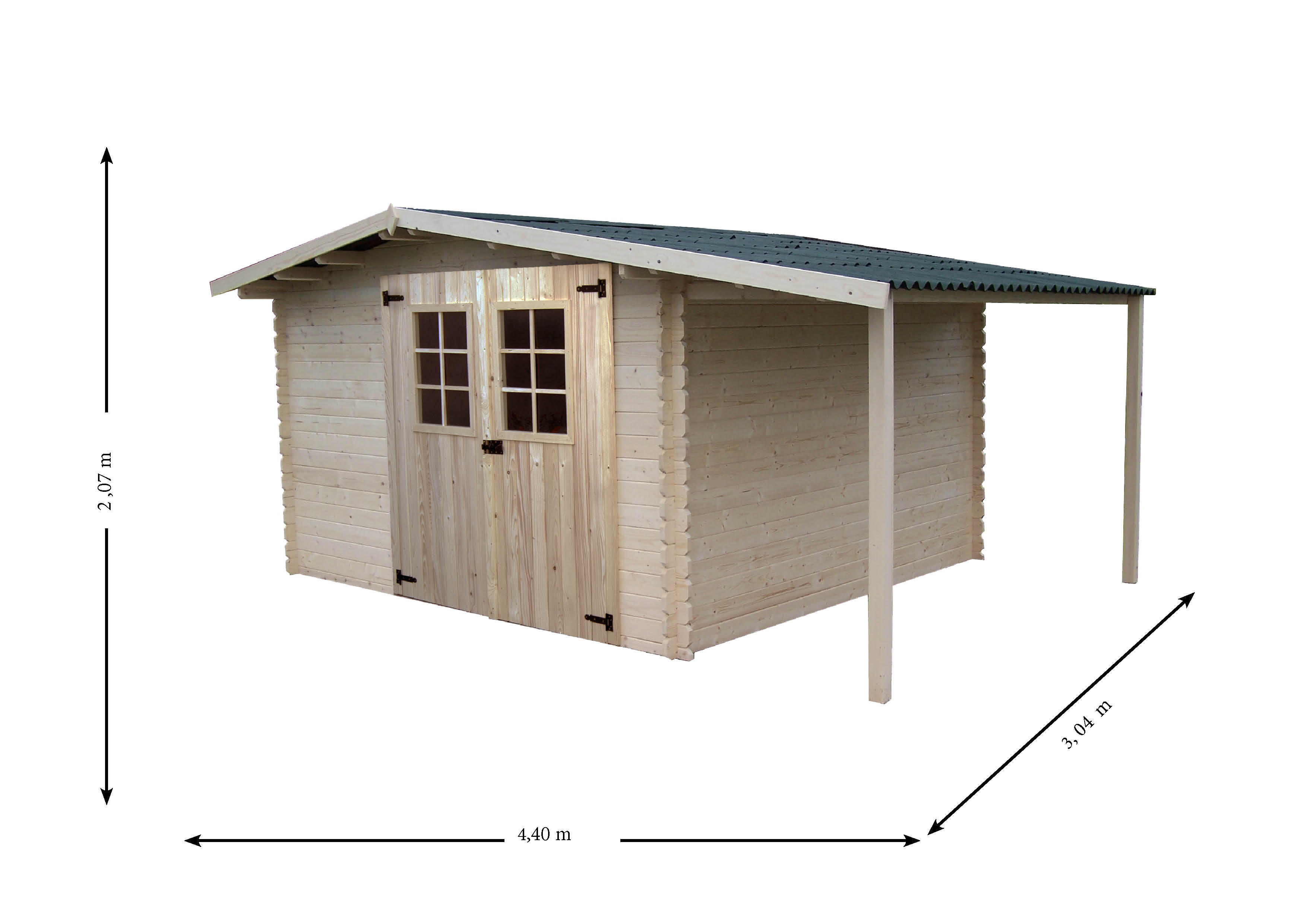 Abri de jardin bois HABRITA Vd 3330.02 b n Ep.28 mm, 13.38 m² - 4