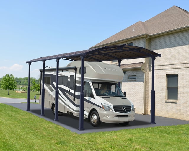 Carport camping-car Alpine 8500 PALRAM, aluminium et polycarbonate, 863 x 359 cm