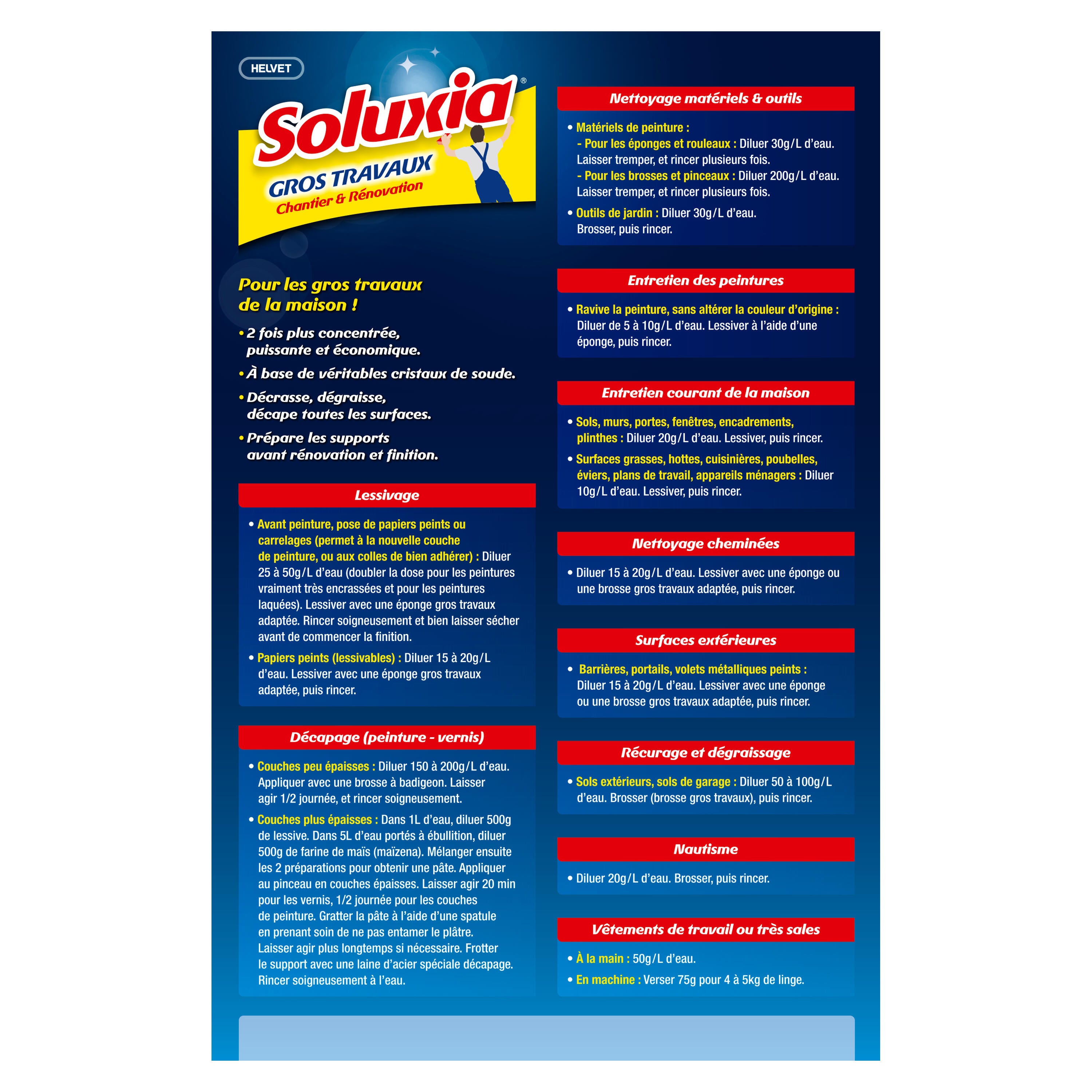 Lessive gros travaux SOLUXIA Chantiers et rénovations, 1.5Kg - 2