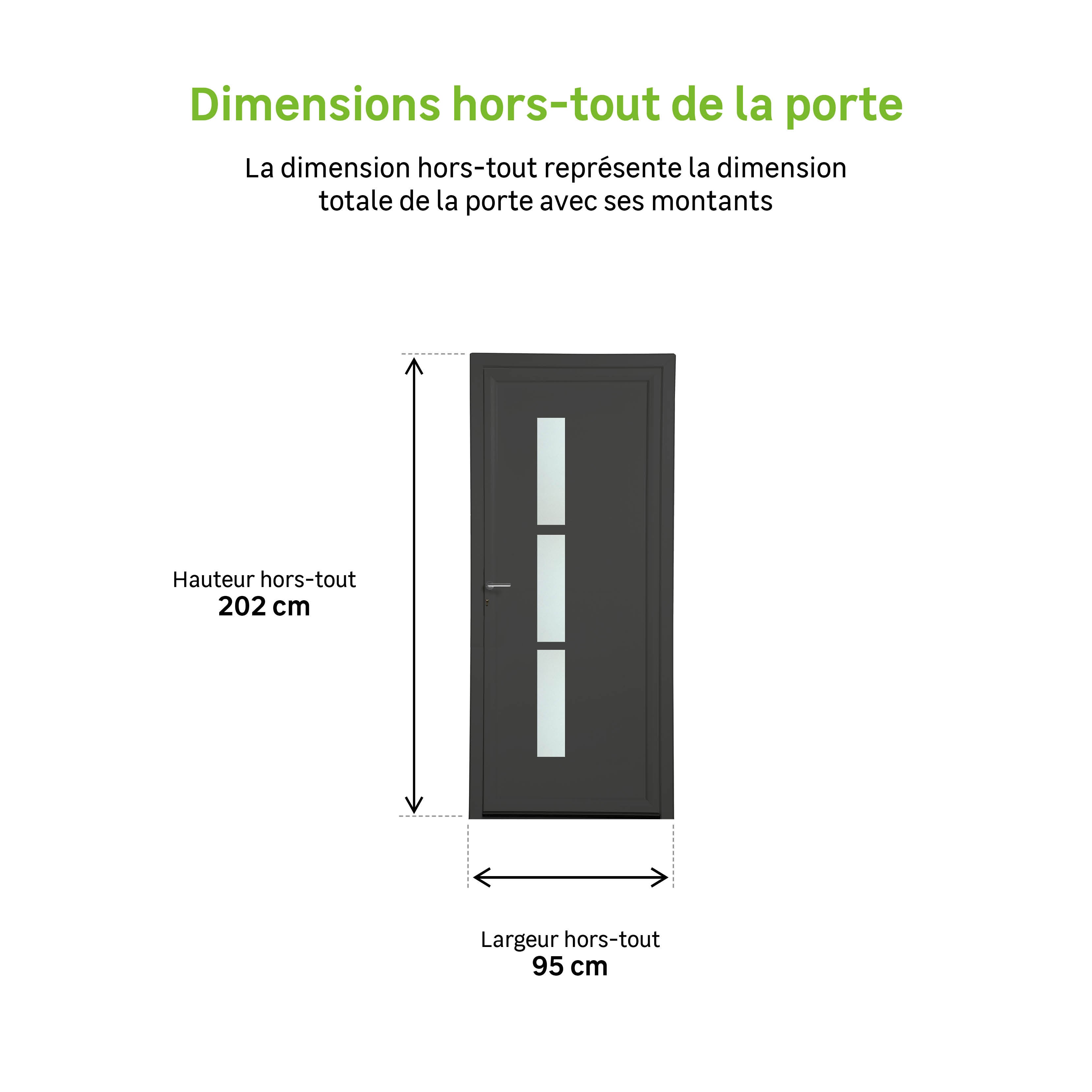 Porte de service PVC Manhattan H.200 x l.90 cm gris ext/blanc int poussant droit - 2