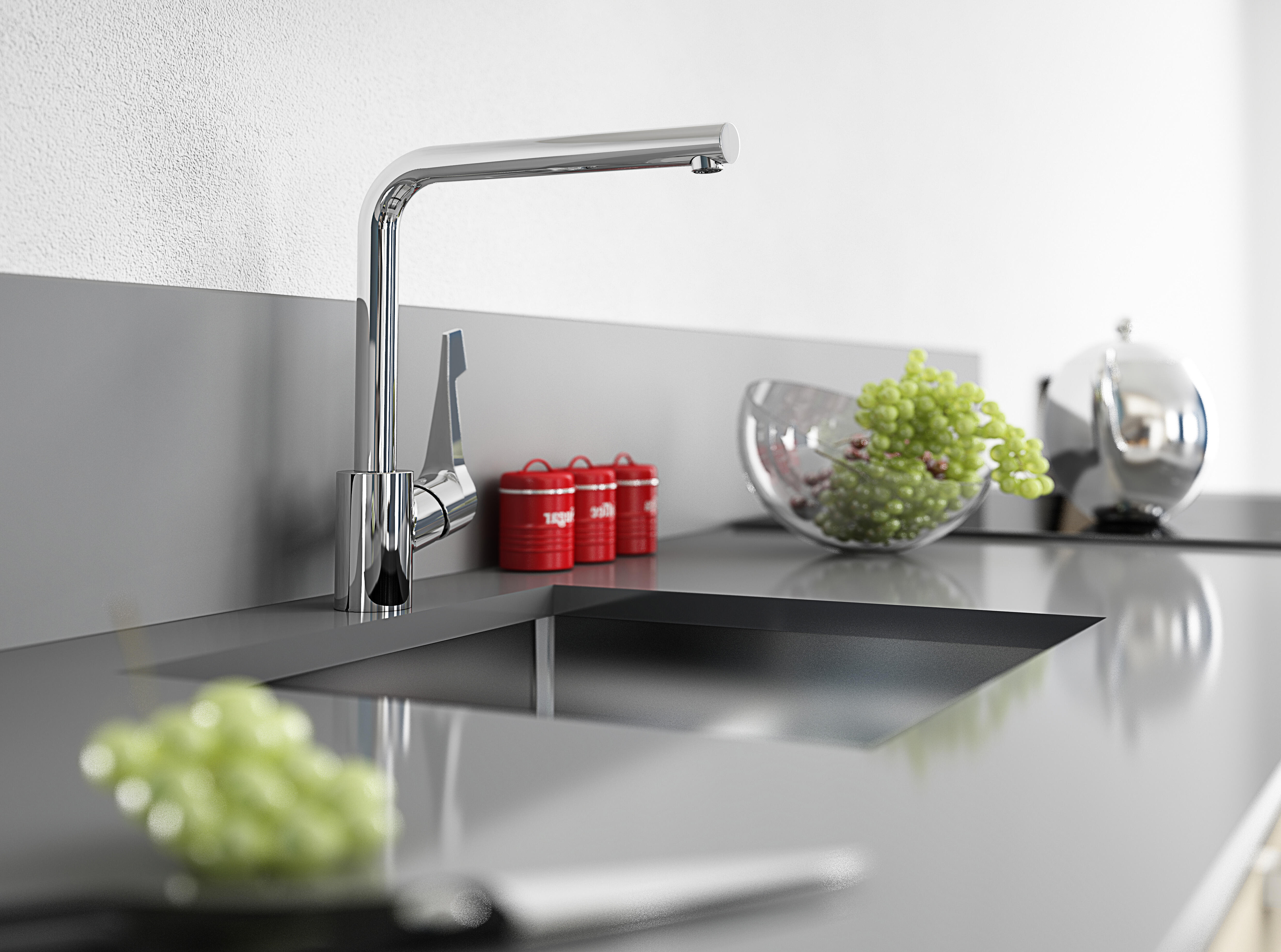 Rubinetto da cucina fisso a l Cento L argento cromato lucido HANSGROHE - 7