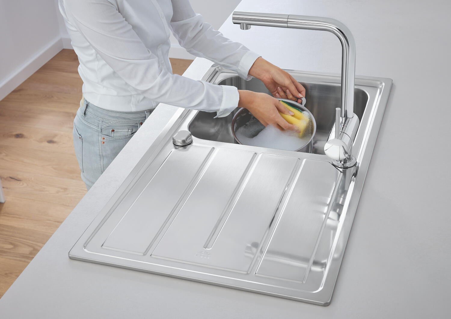 Torneira de bancada cinza cromado GROHE Minta - 13