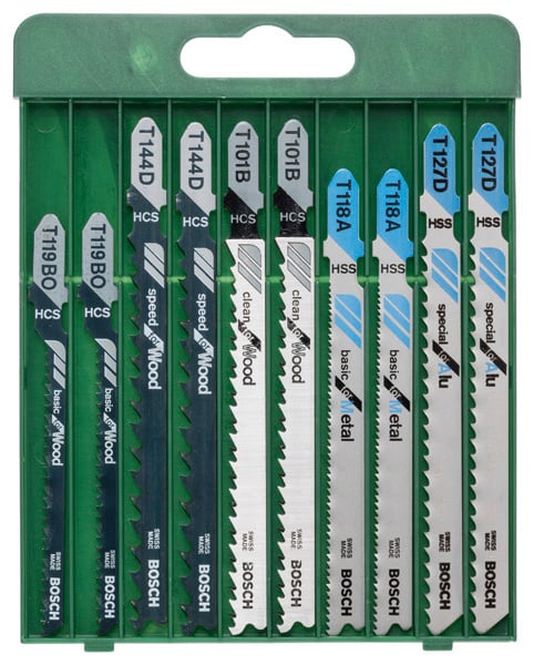 Lot de 10 lames en T de scie sauteuse pour bois et métal BOSCH