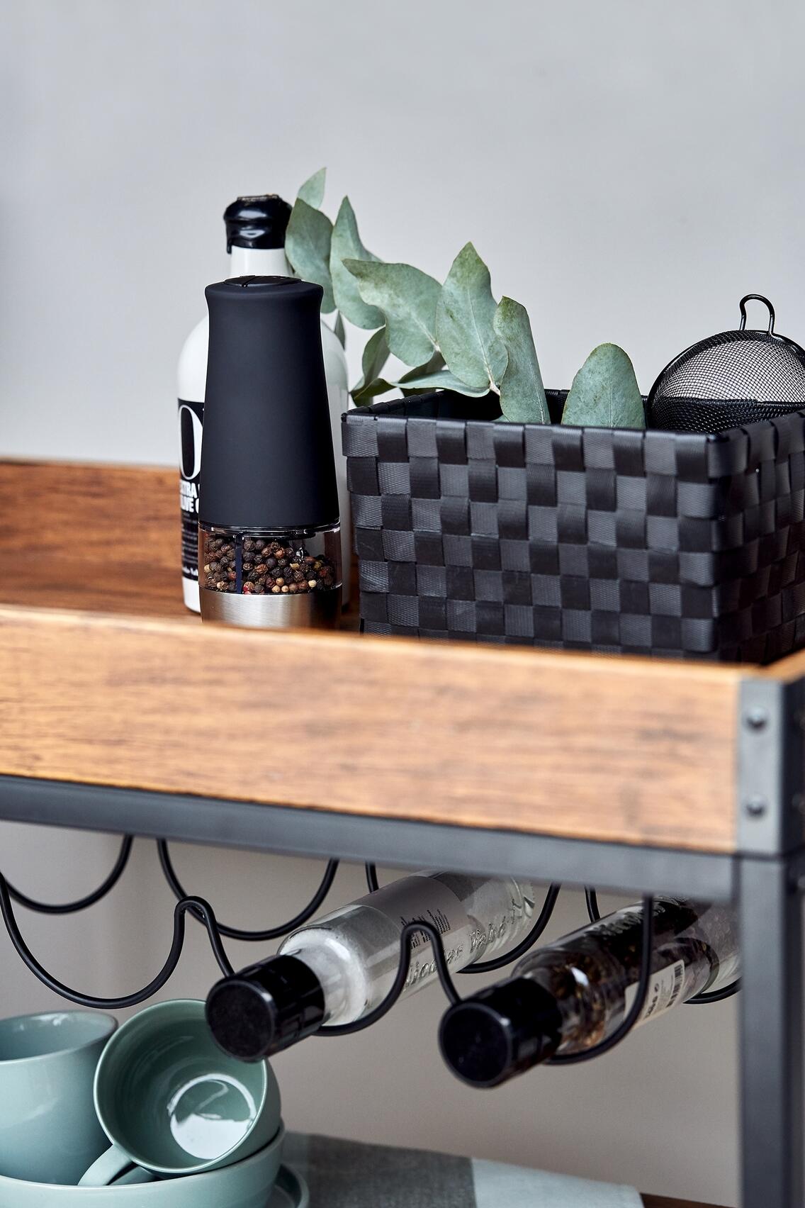 Carrello da cucina Rustico in mdf nero L 80 x H 89.5 x P 40 cm, con ruote - 8